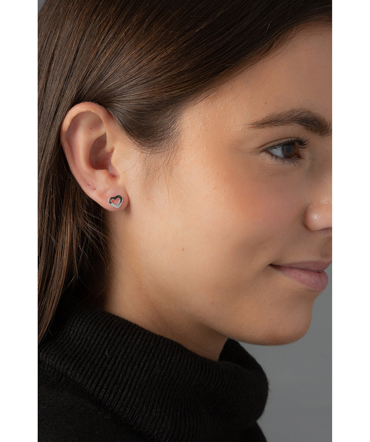 'Keitaro' Sterling Silver Heart Outline Earrings image 2