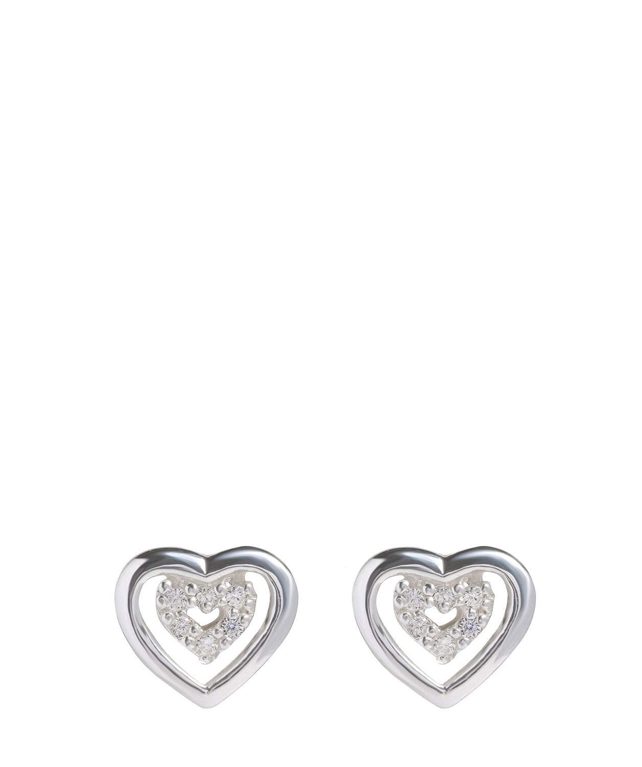 'Aatami' Sterling Silver & Cubic Zirconia Heart Stud Earrings image 1