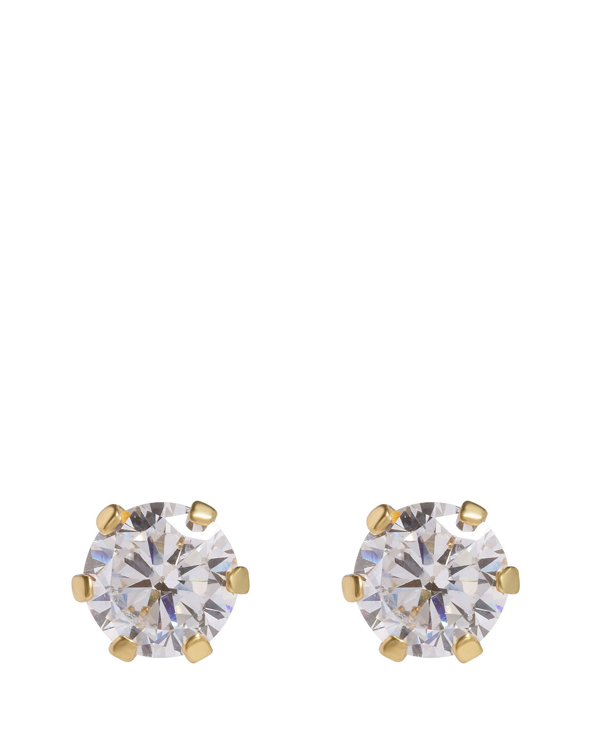 'Richa' Round Gold Plated Silver Ear Studs with Cubic Zirconia image 1