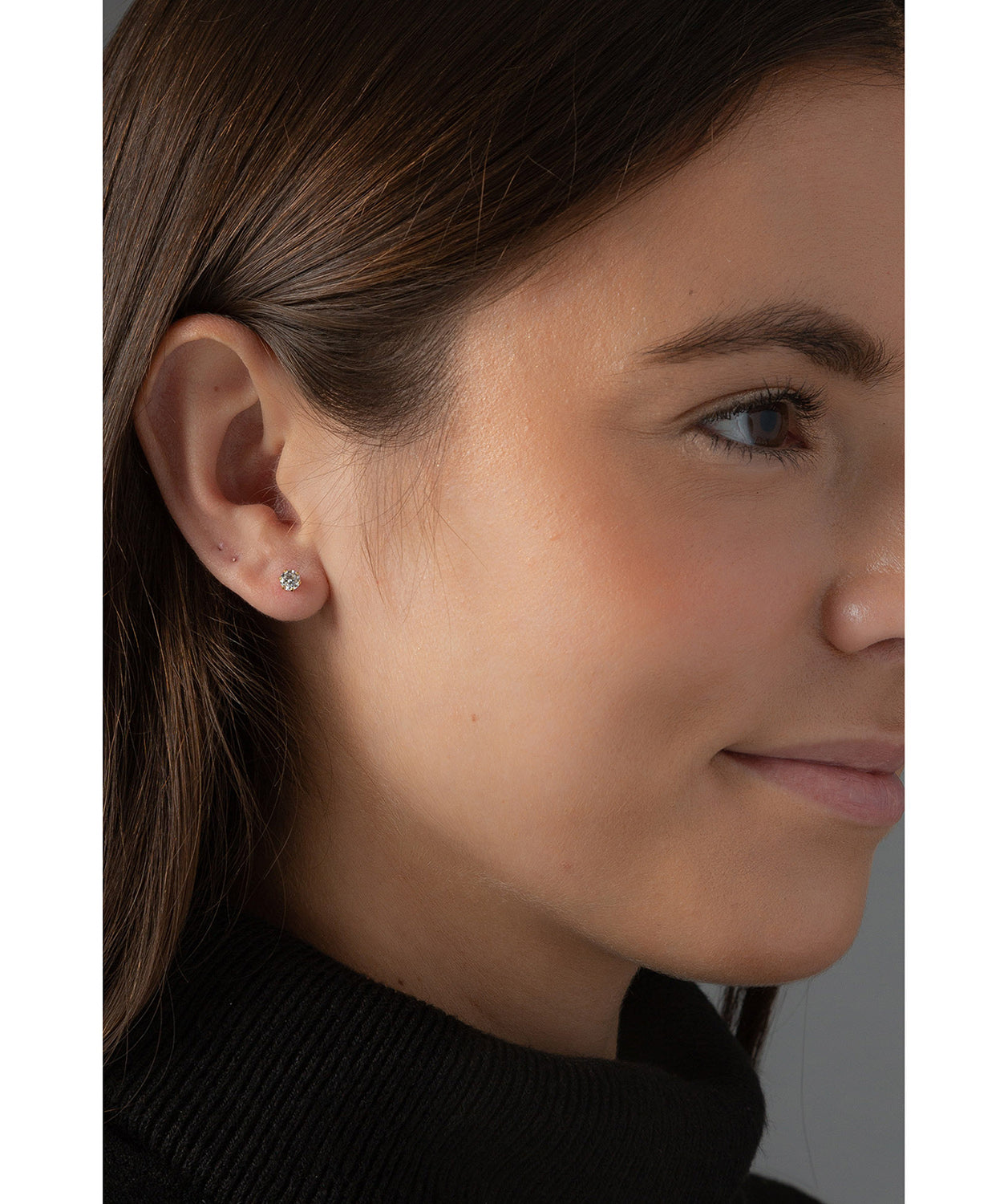 'Richa' Round Gold Plated Silver Ear Studs with Cubic Zirconia image 2