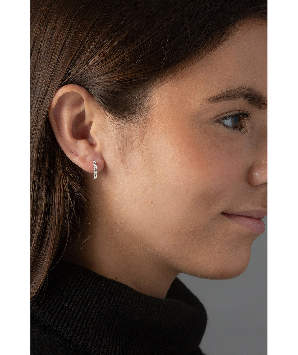 'Phitsamai' Sterling Silver & Cubic Zirconia Curved Earrings image 2