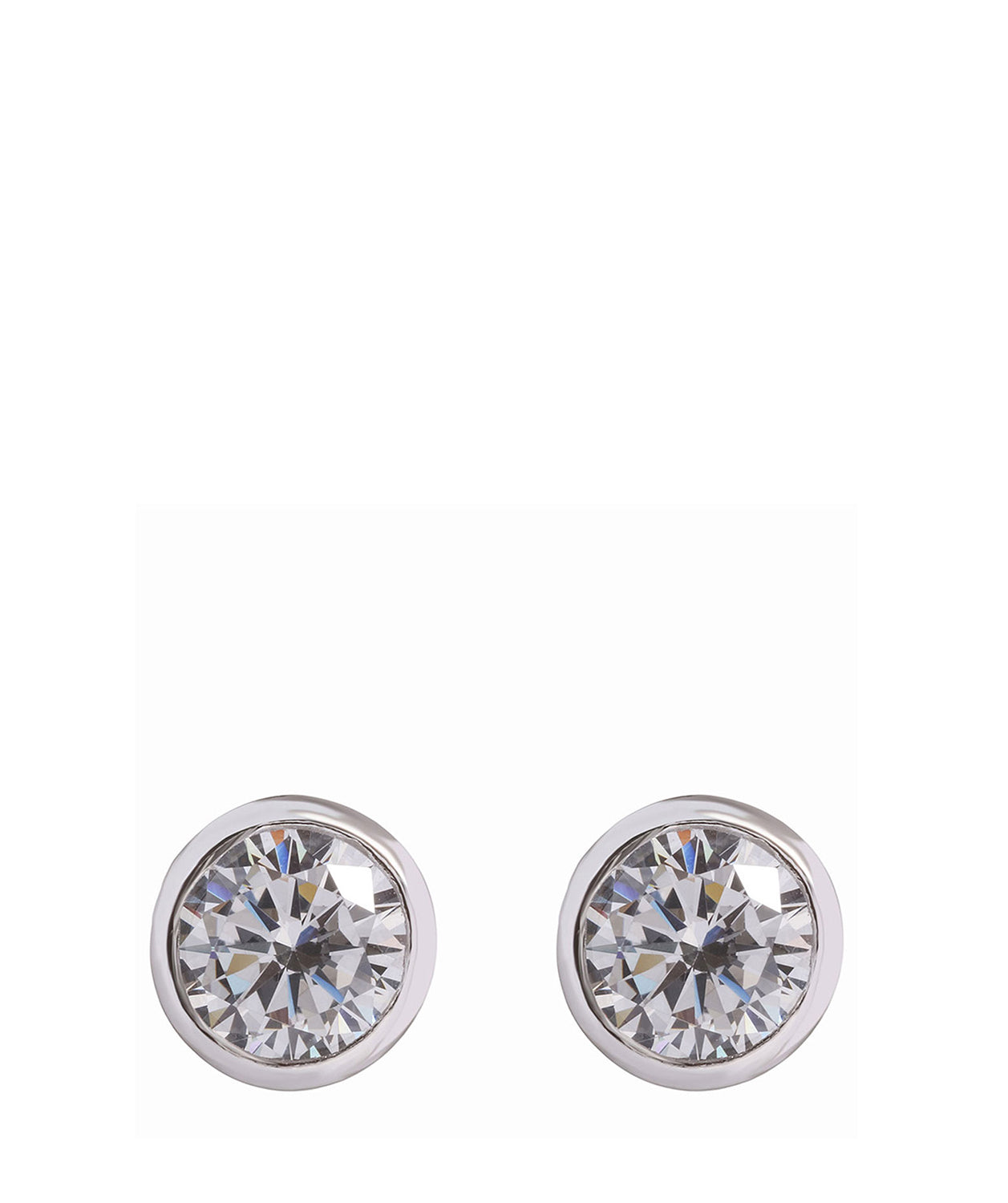 'Pakuna' Sterling Silver & Cubic Zirconia Round Earrings image 1