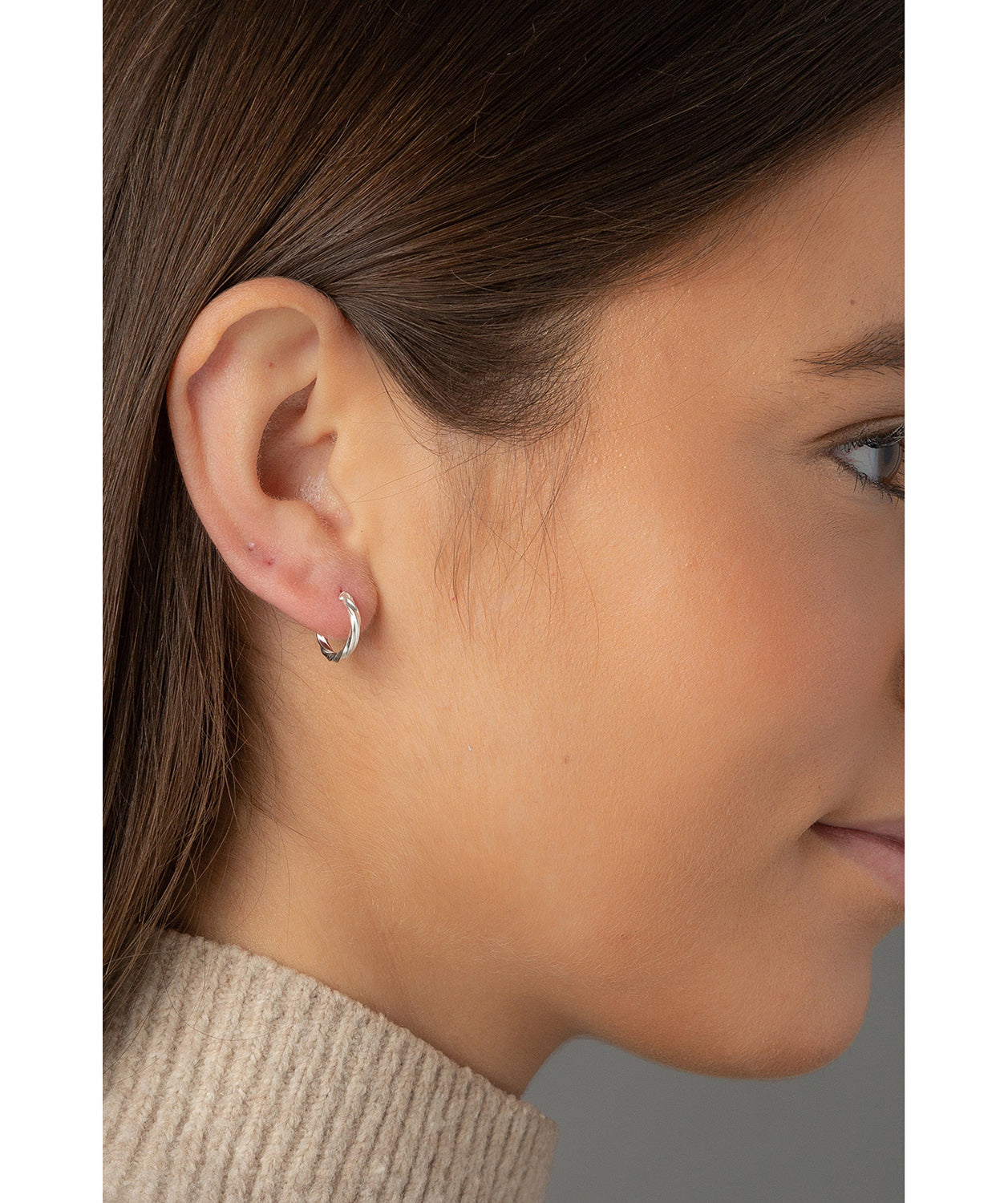 Gift Packaged 'Divya' Silver Twisted Ear Hoops