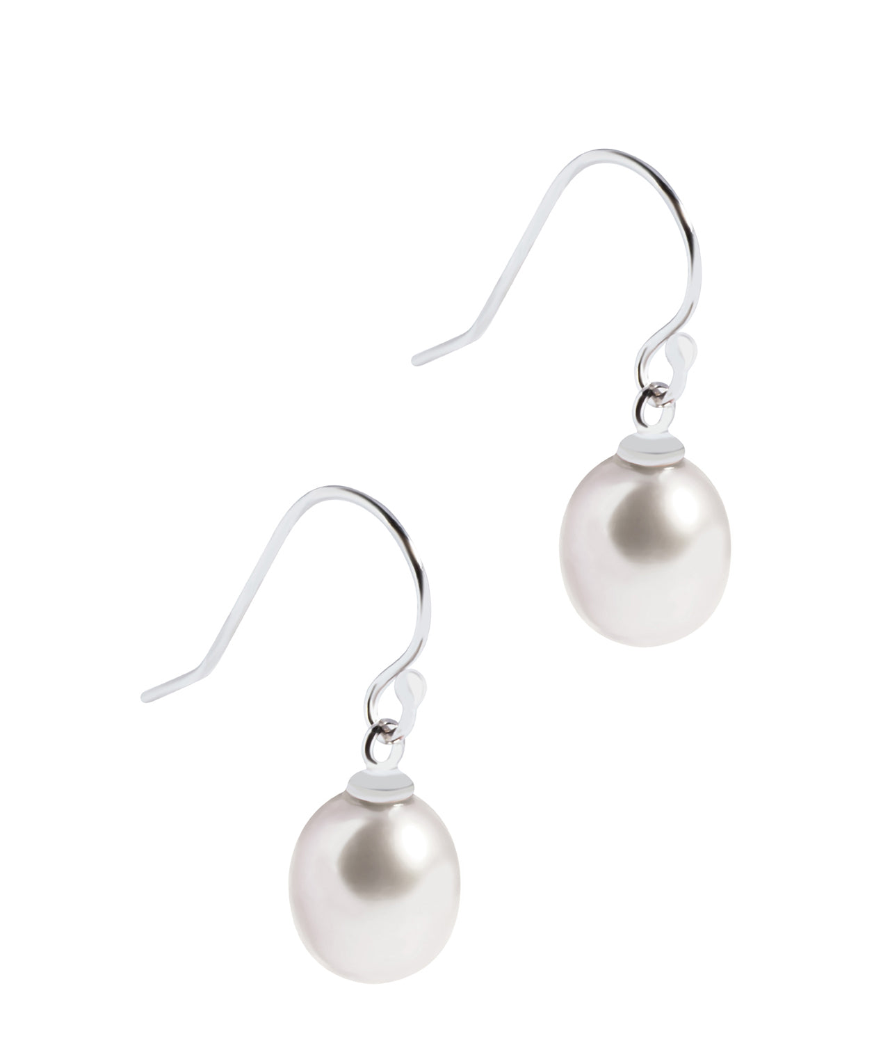 'Jean' White Pearl & Sterling Silver Drop Earrings image 1
