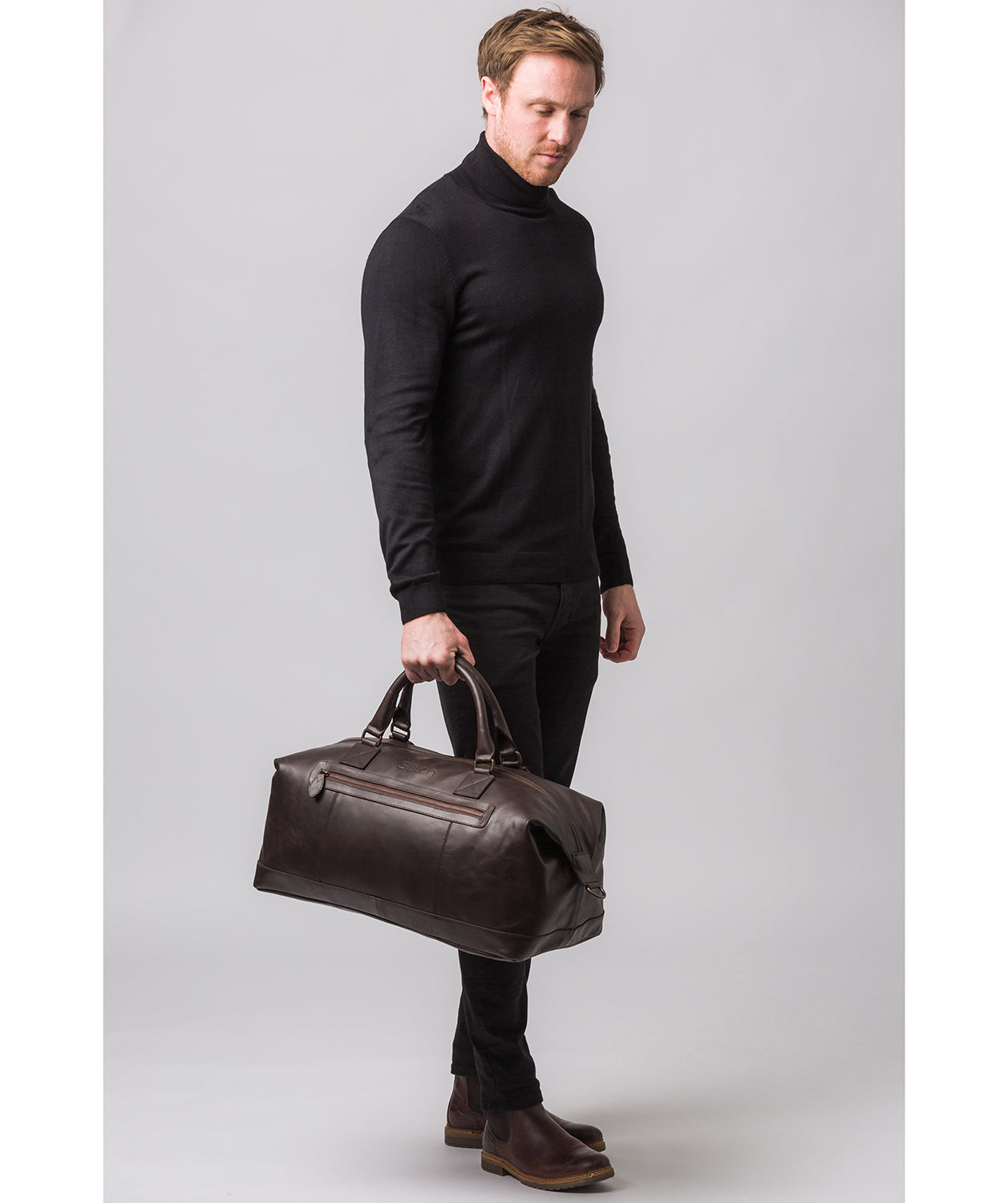 'Shuttle' Cocoa Leather Holdall
