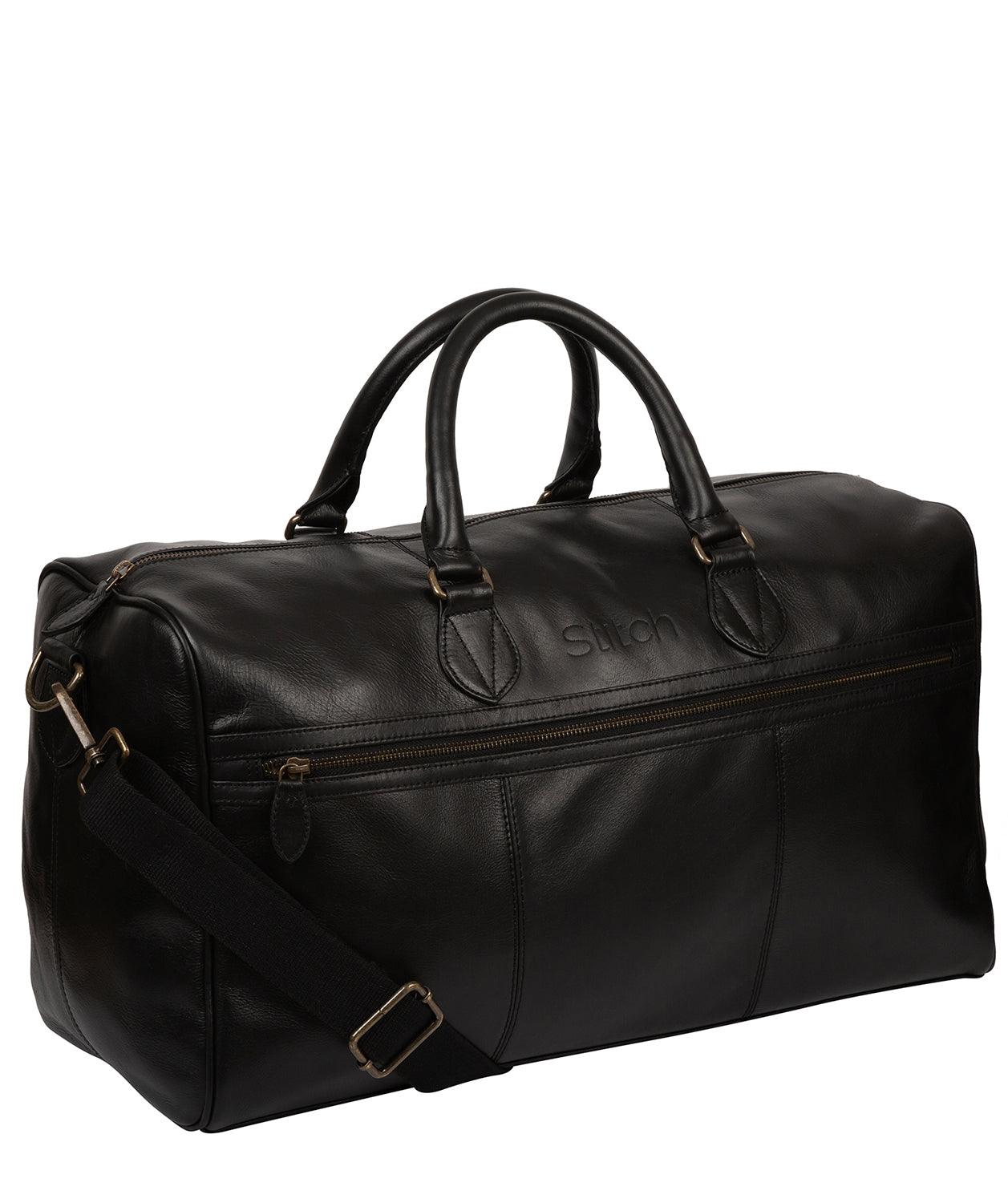 'Aviator' Black Leather Holdall