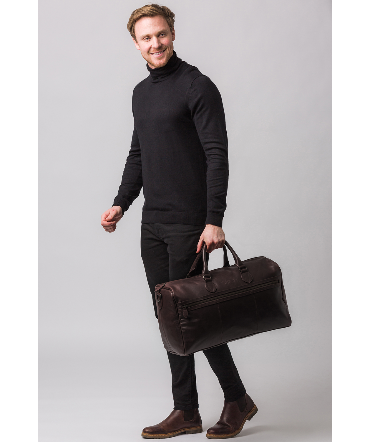 'Aviator' Cocoa Leather Holdall