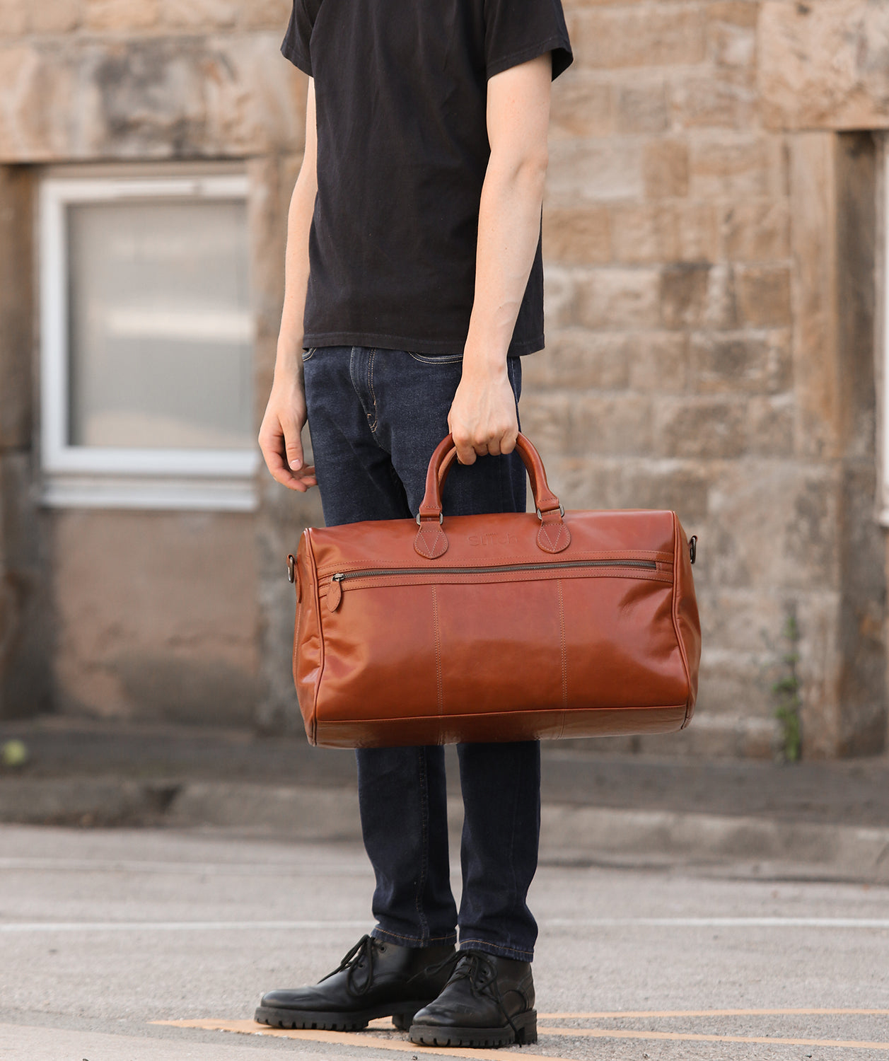 'Aviator' Conker Brown Leather Holdall