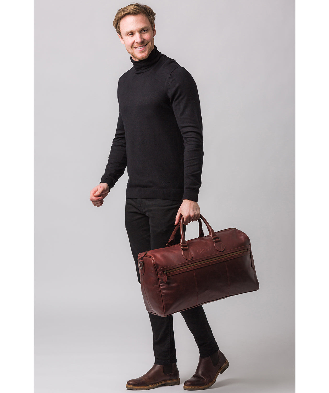 'Aviator' Dark Chestnut Leather Holdall
