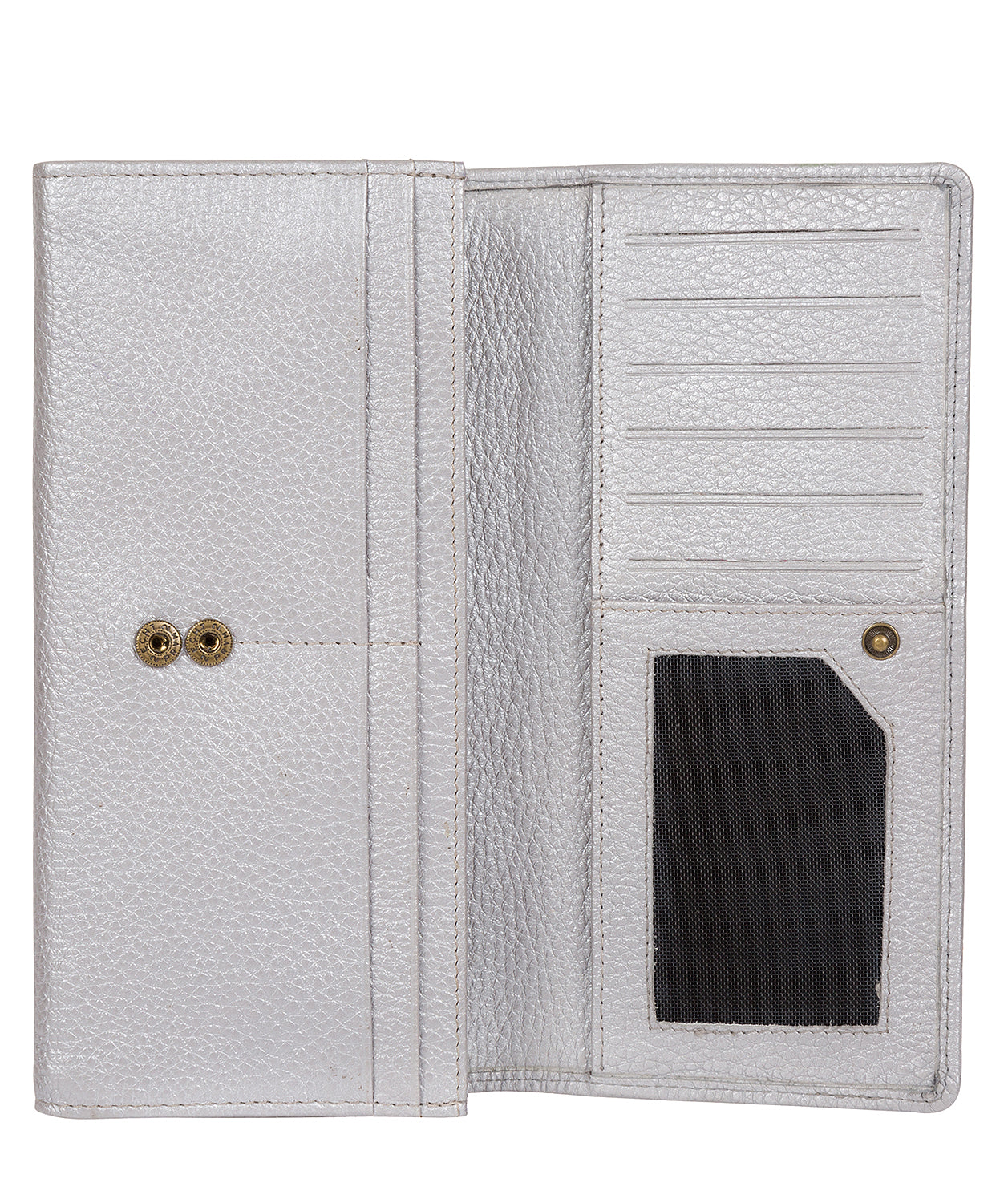 'Fey' Dollar Metallic Silver Leather Purse