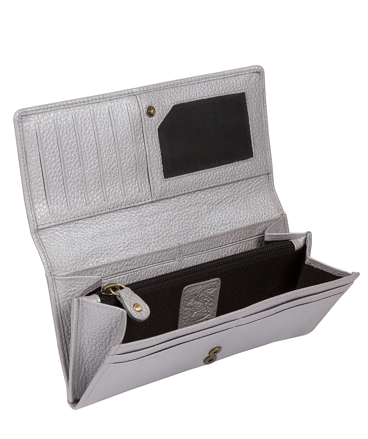 'Fey' Dollar Metallic Silver Leather Purse