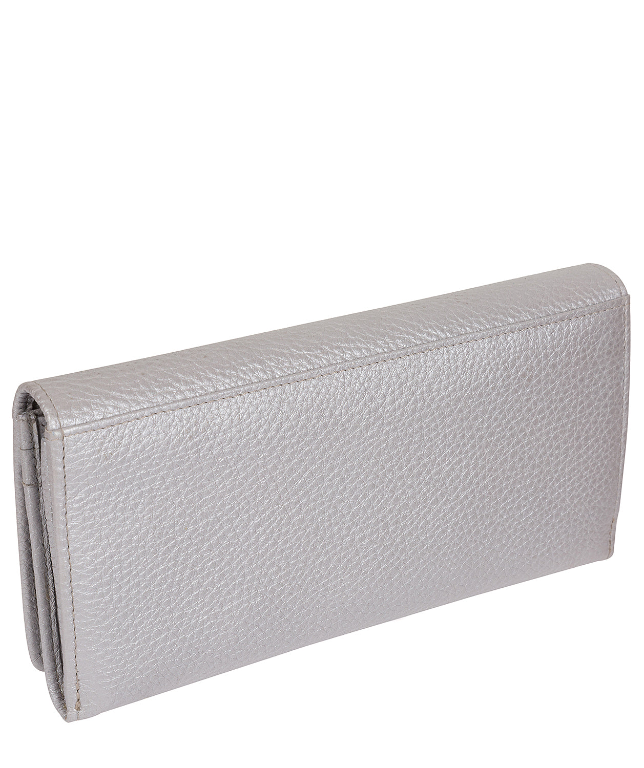 'Fey' Dollar Metallic Silver Leather Purse