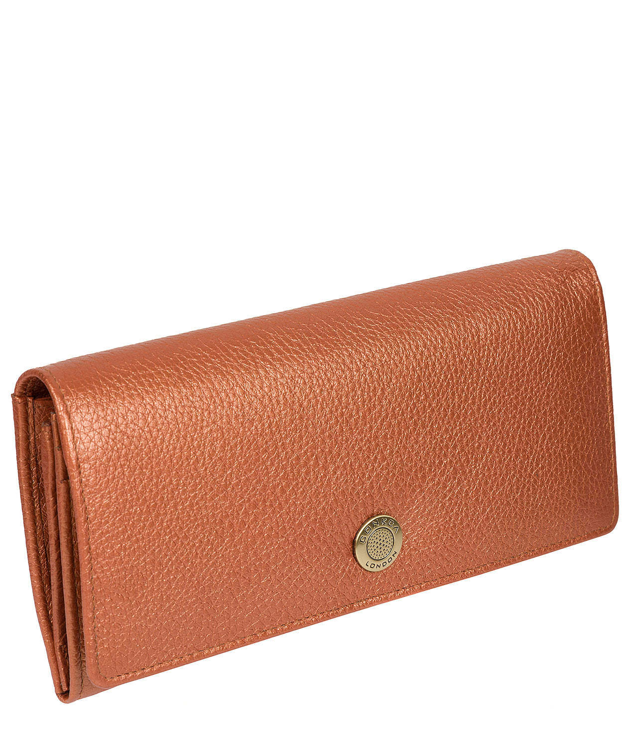 'Fey' Metallic Orange Leather Purse
