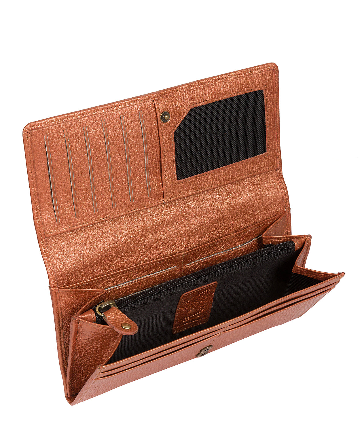 'Fey' Metallic Orange Leather Purse