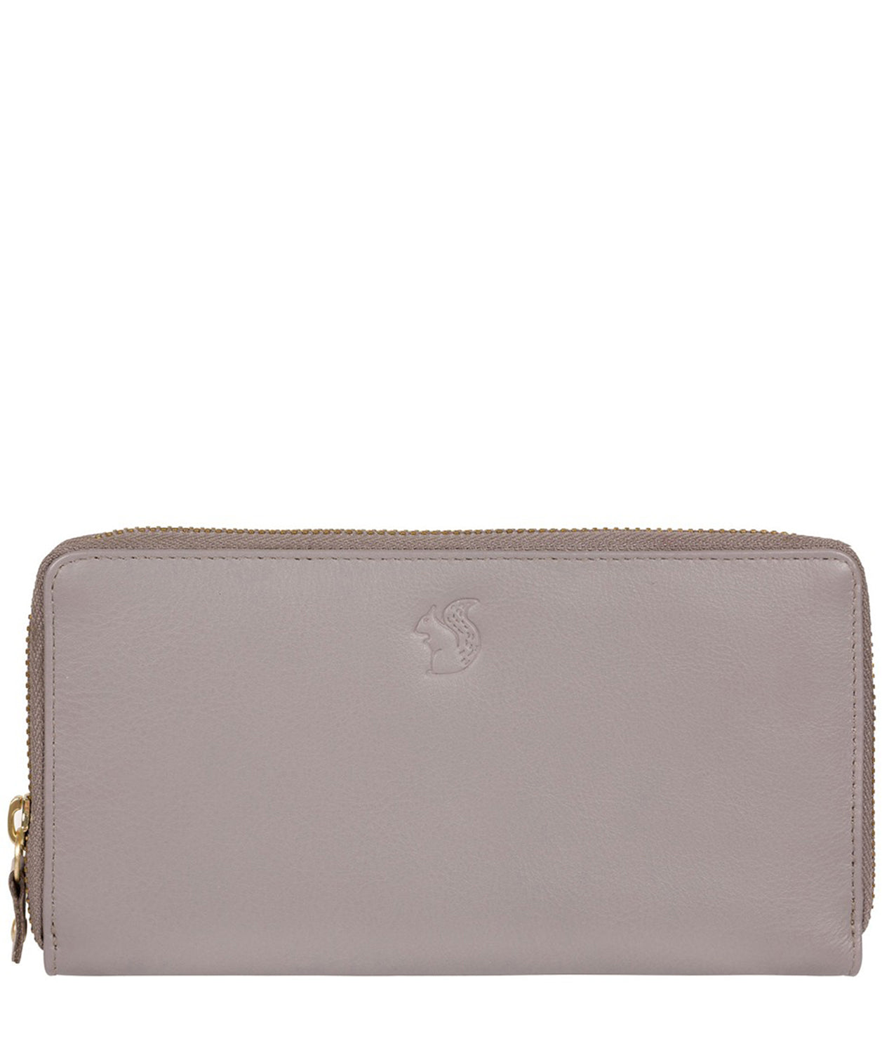 'Hazel' Light Grey Leather Zip Round RFID Purse