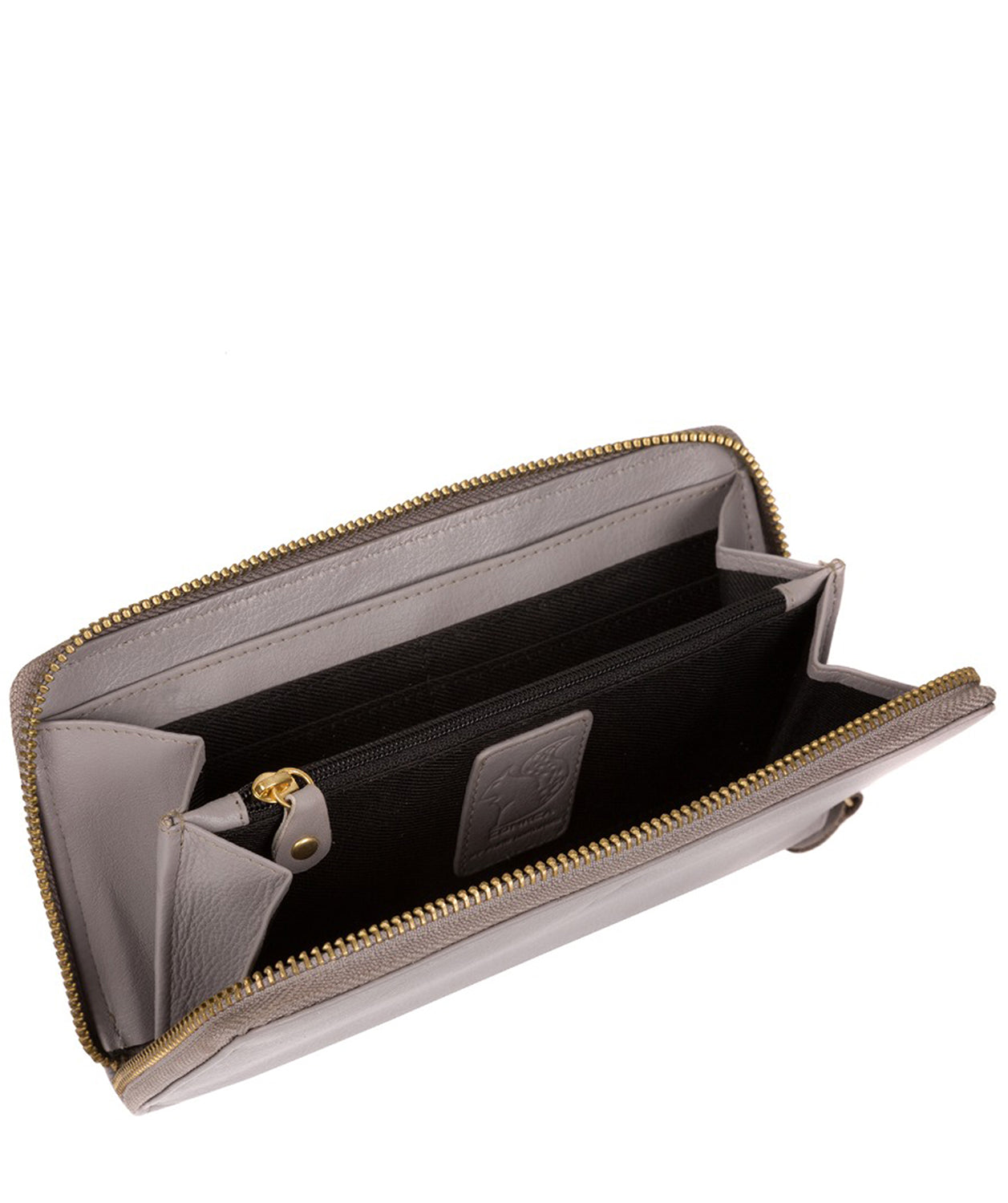 'Hazel' Light Grey Leather Zip Round RFID Purse