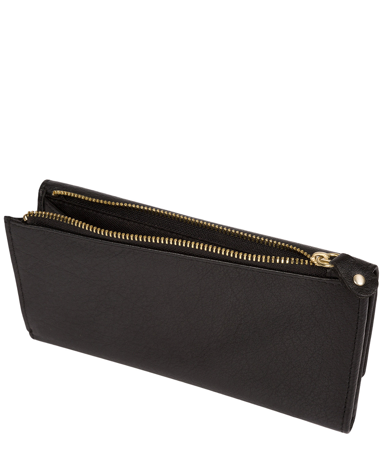 'Ollie' Black Tri-Fold Leather Purse Pure Luxuries London