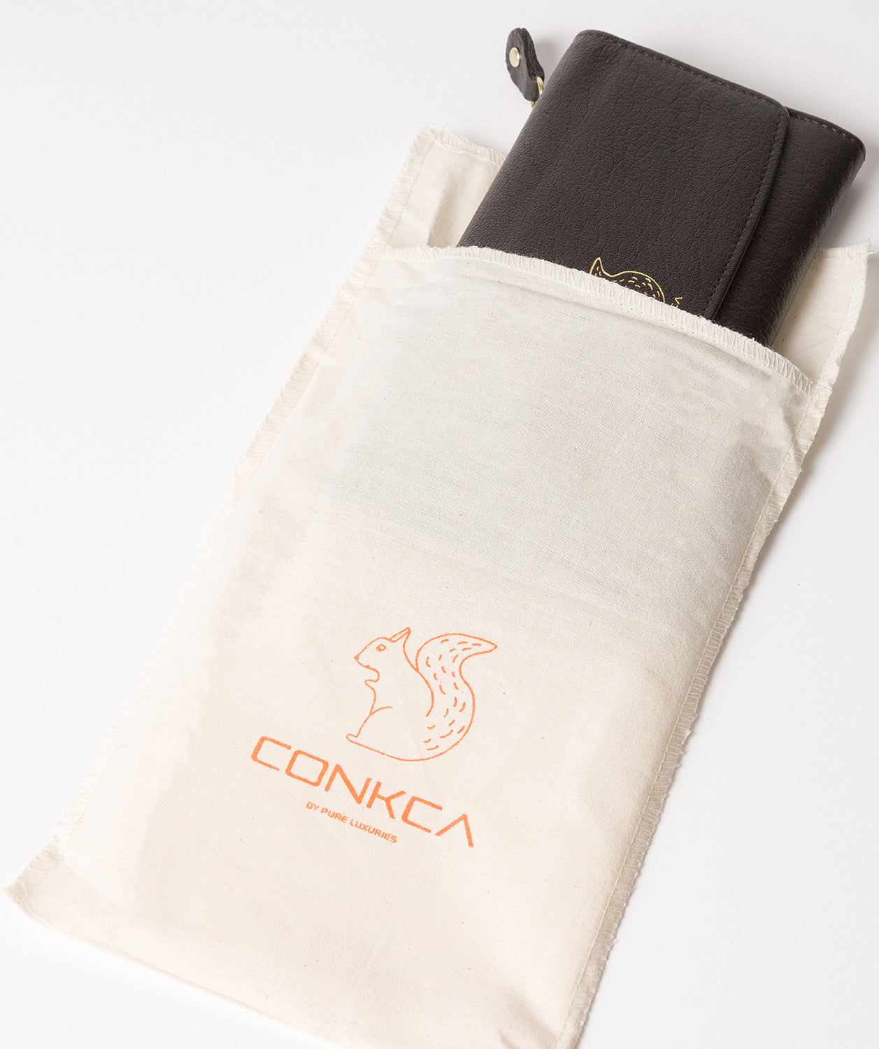 'Ollie' Black Tri-Fold Leather Purse Pure Luxuries London