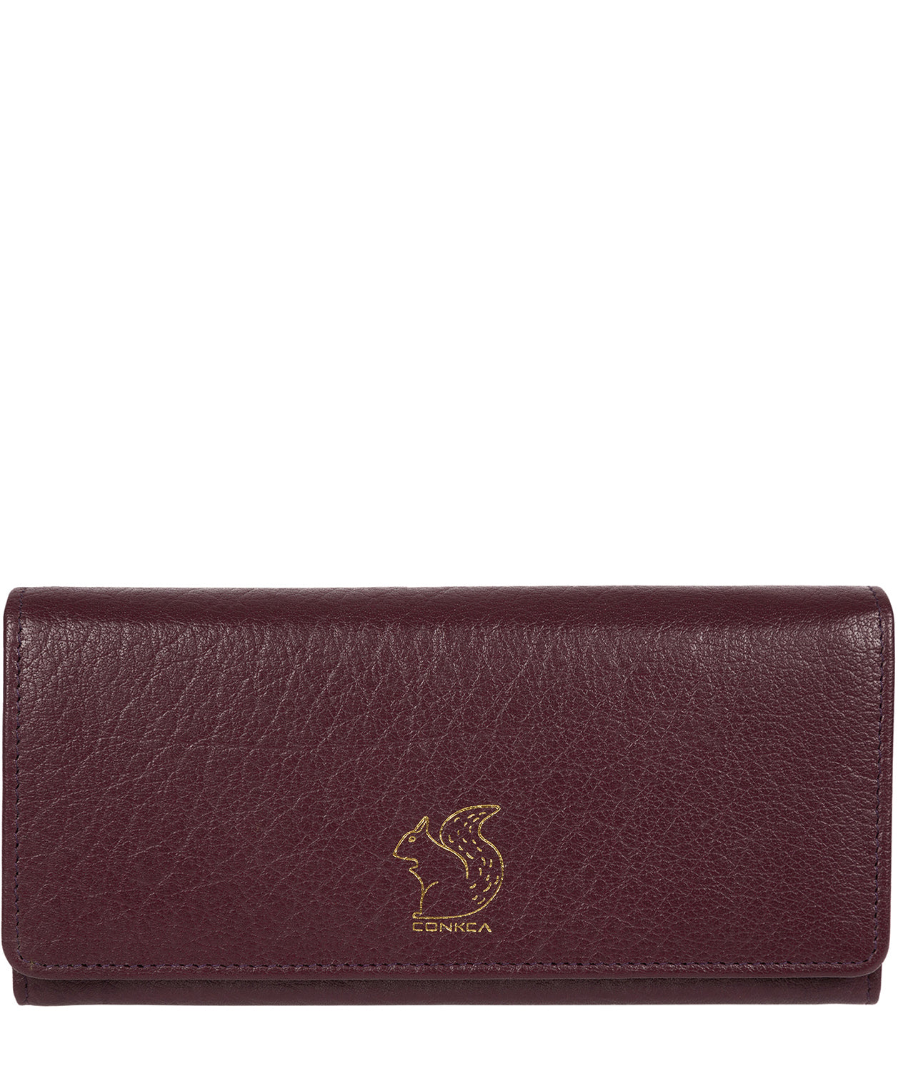 'Arabella' Plum Tri-Fold Leather Purse