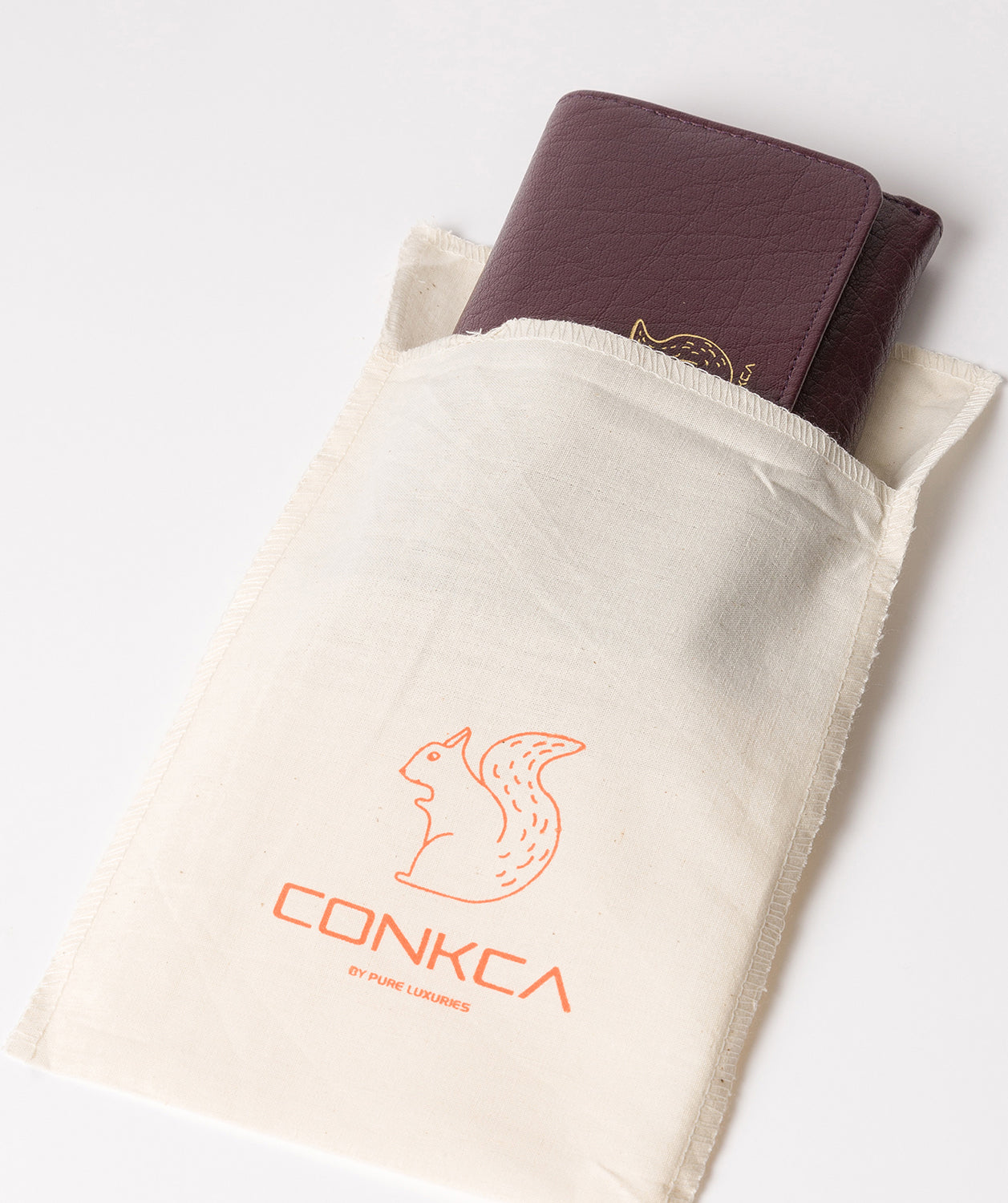 'Arabella' Plum Tri-Fold Leather Purse