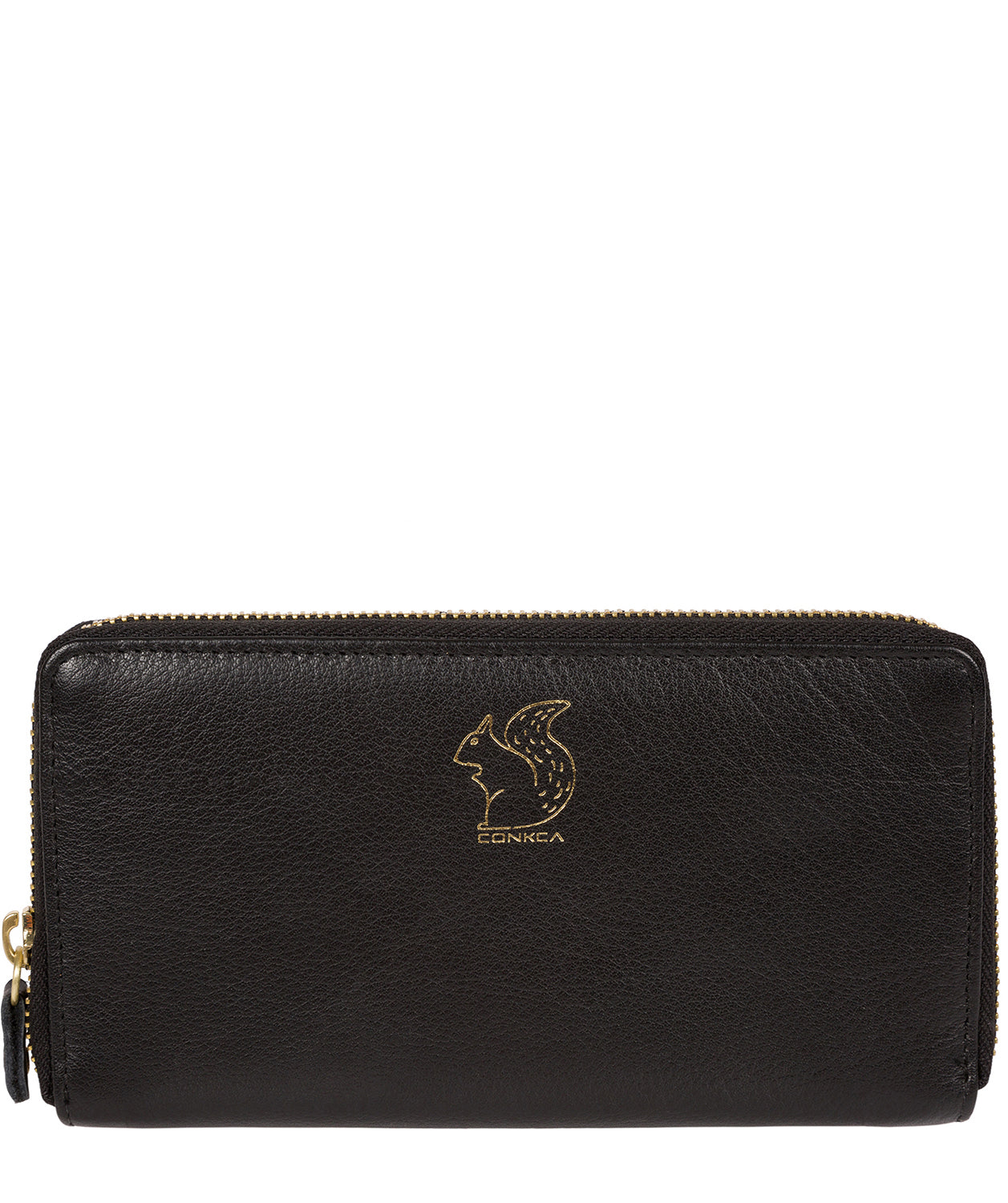 'Aisling' Black Zip Round Leather Purse Pure Luxuries London