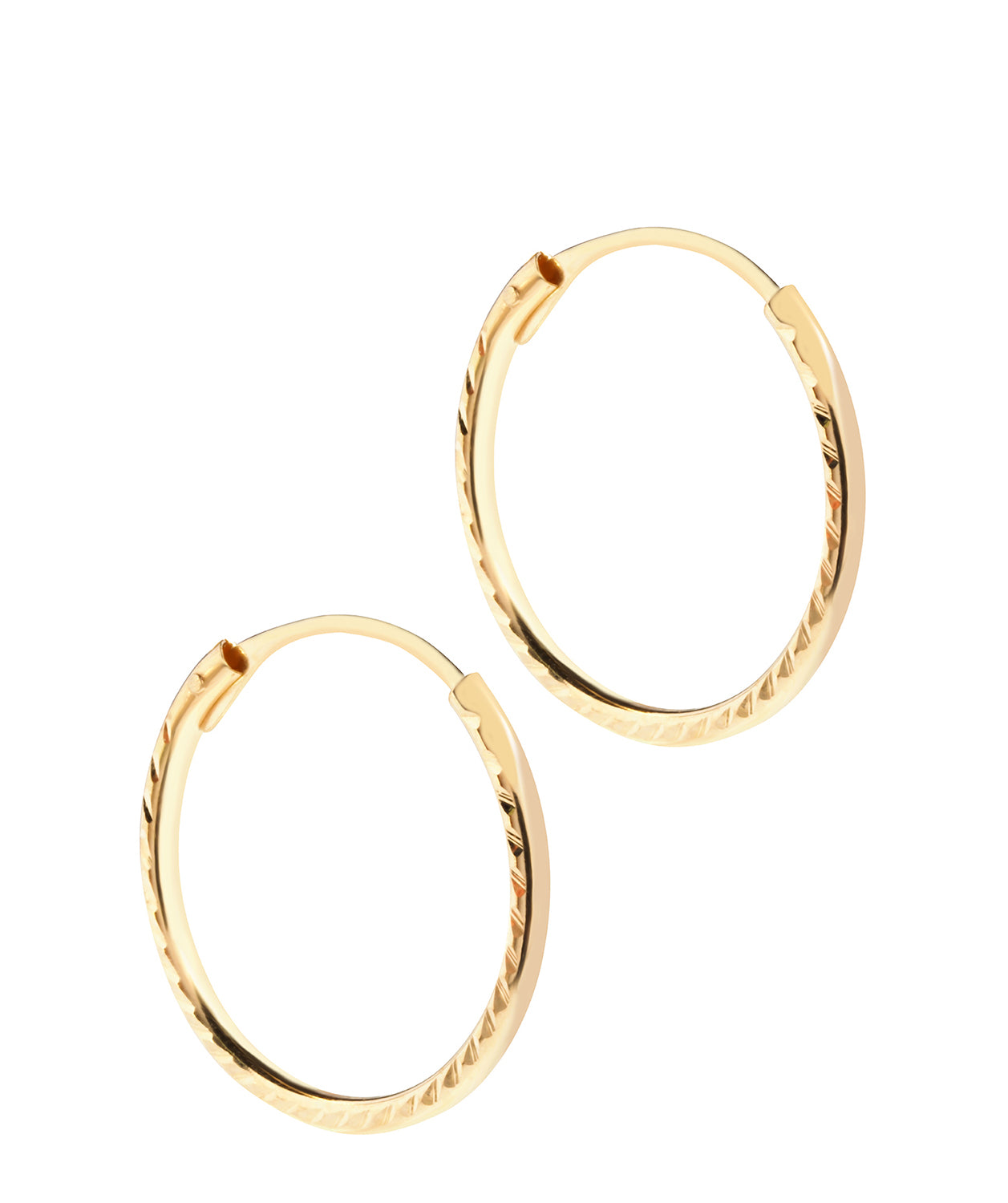 'Dax' 18ct Yellow Gold Diamond Cut Sleeper Hoop Earrings image 1