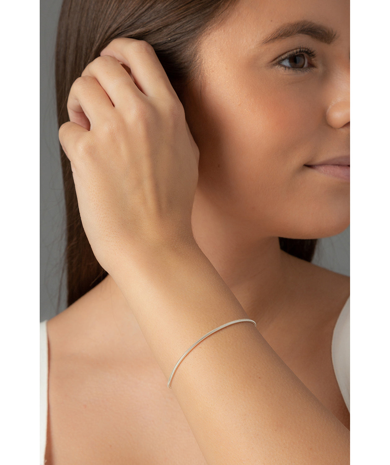 'Angelina' Sterling Silver Round Snake Chain Bracelet image 2