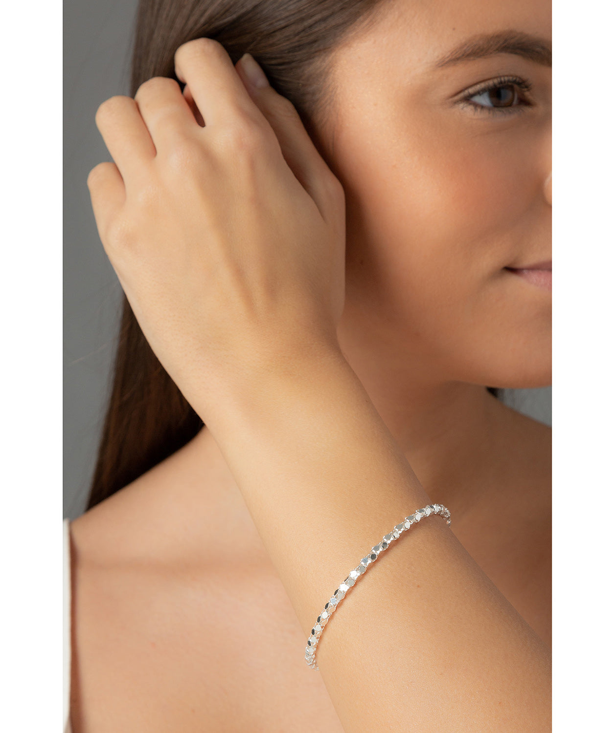 Gift Packaged 'Lynn' Sterling Silver Round Mirror Bracelet