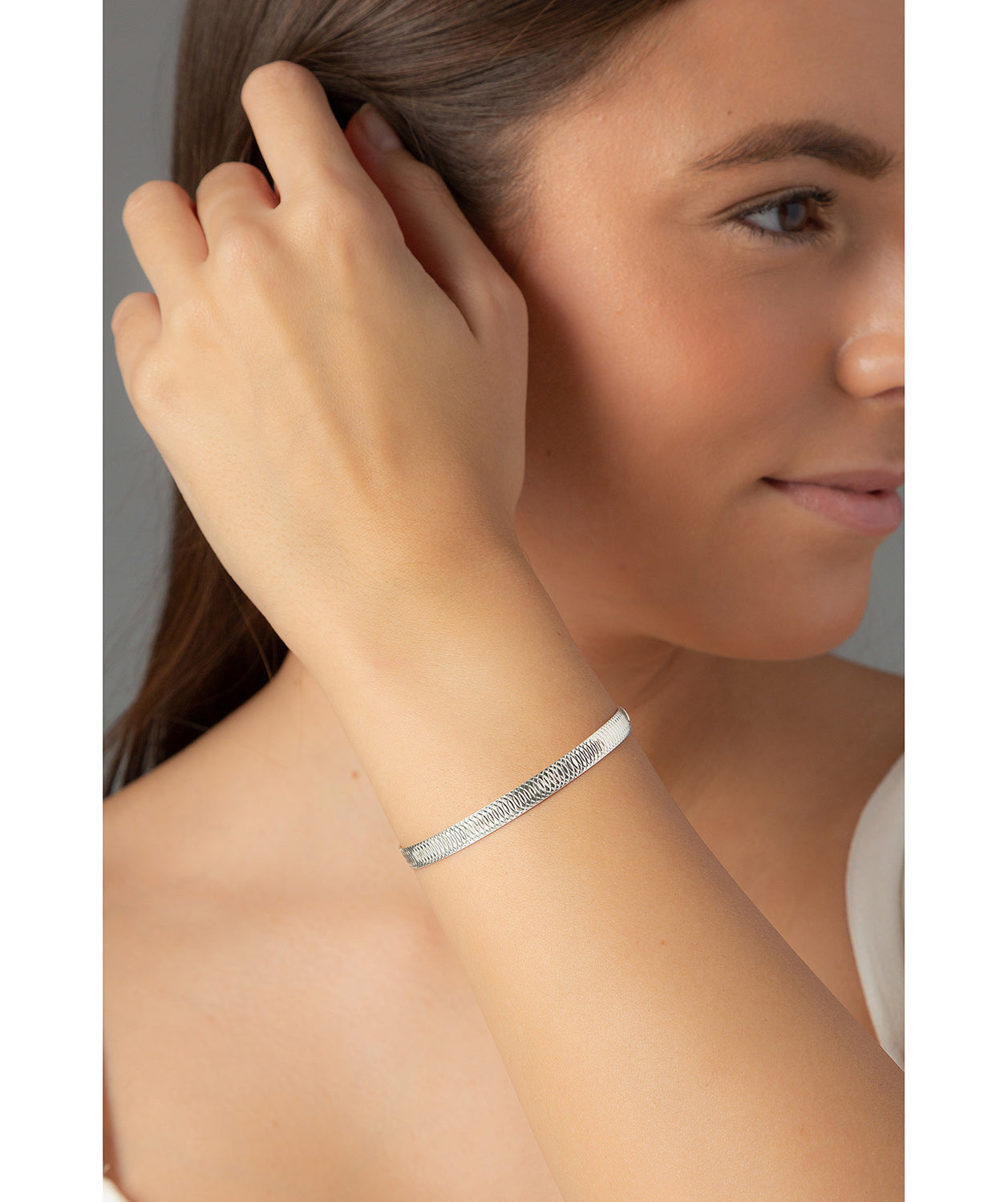 Gift Packaged 'Rianna' Engraved Spiral Sterling Silver Adjustable Bangle