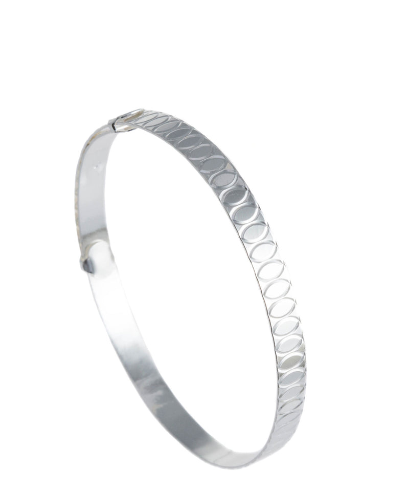 Gift Packaged 'Ria' Oval Engraved Sterling Silver Bangle