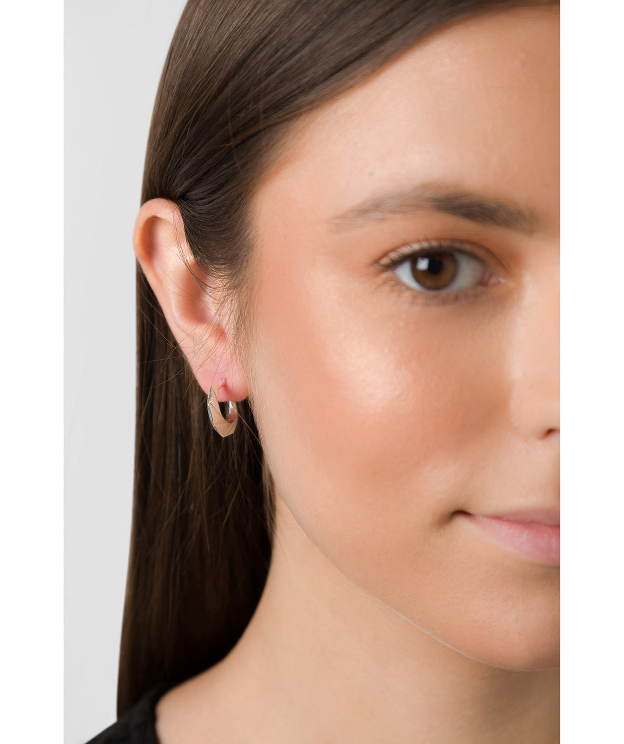 'Lacq' Sterling Silver Striped Creole Earrings Pure Luxuries London