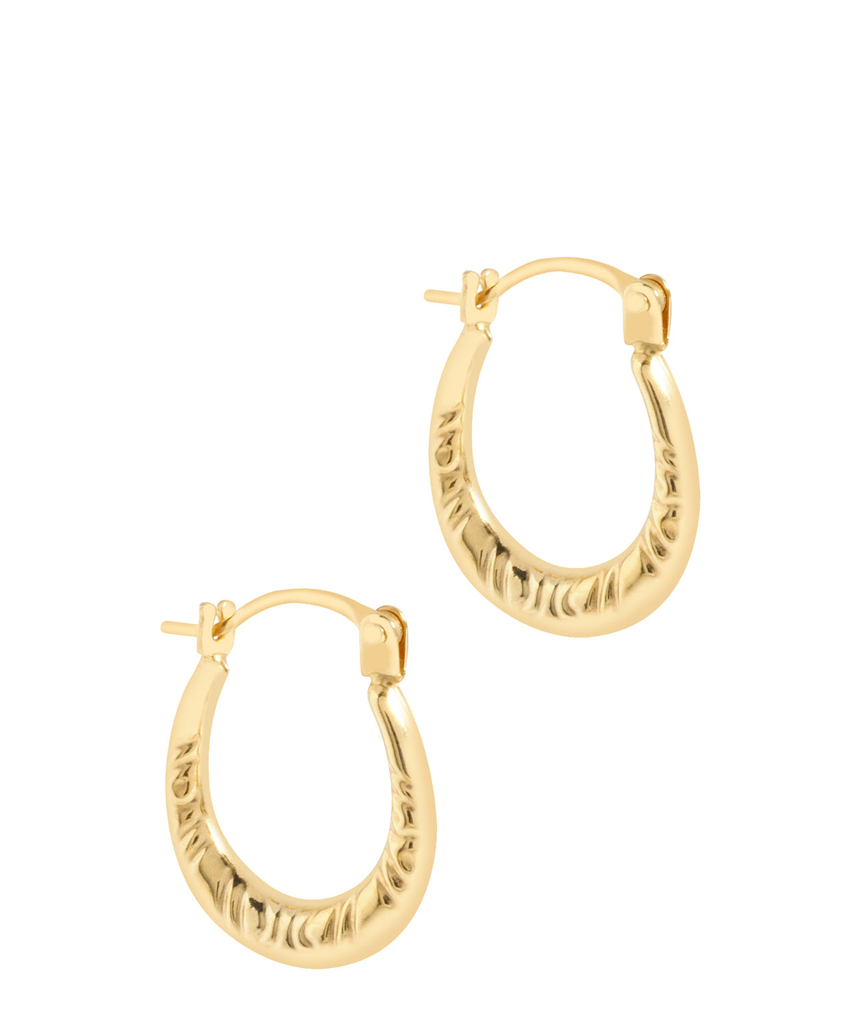 'Adisa' 9ct Gold Patterned Creole Earrings Pure Luxuries London