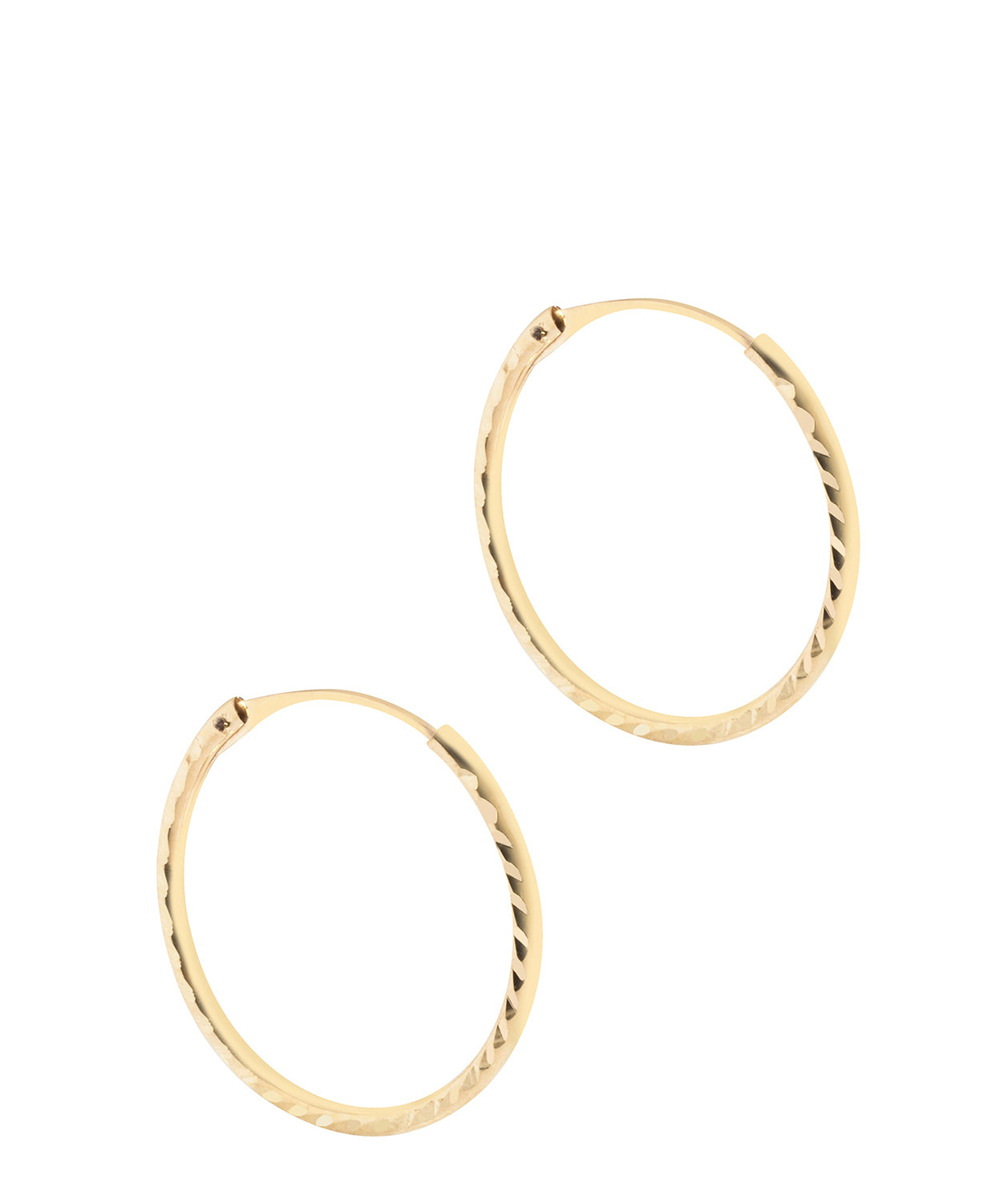 'Yvonne' 9ct Gold Diamond Cut Lightweight Hoop Earrings Pure Luxuries London
