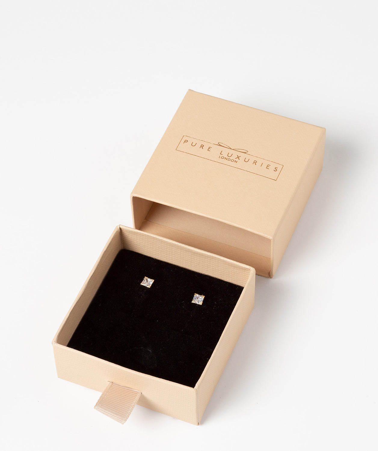 'Baya' 9ct Gold Square Cubic Zirconia Stud Earrings image 3