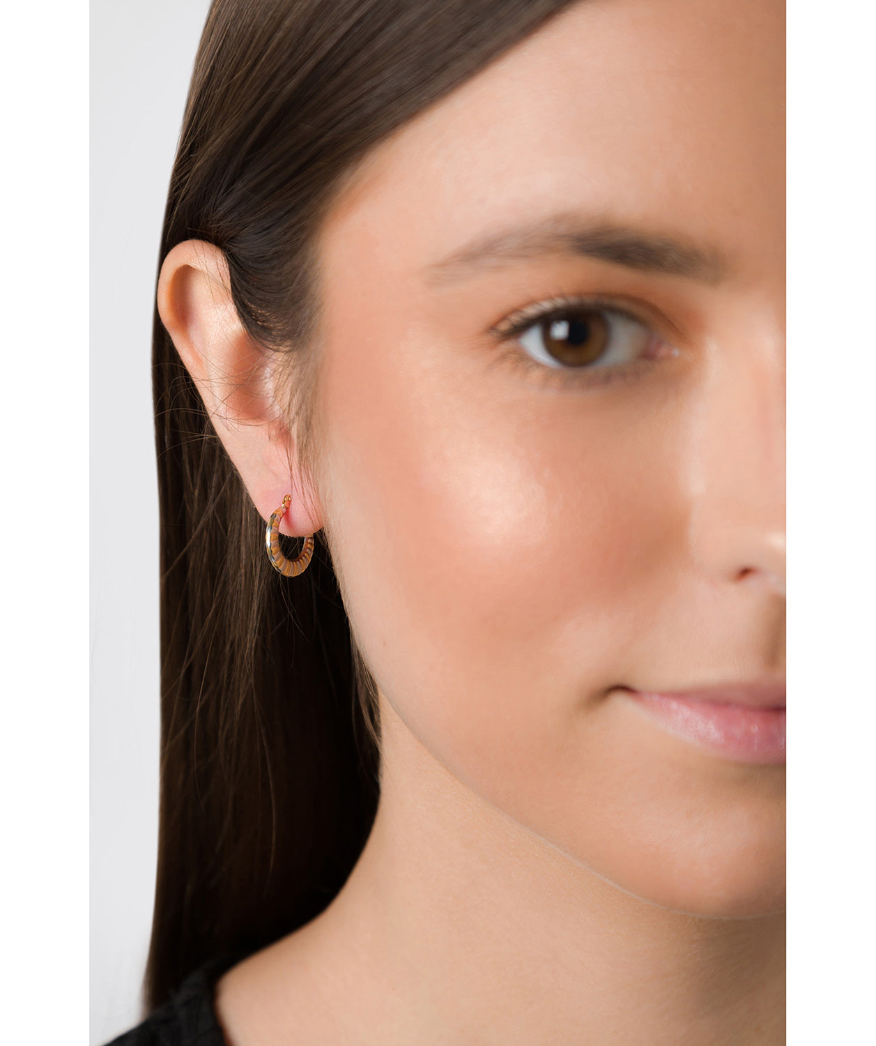 'Arles' 9ct Yellow and White Gold Striped Creole Earrings Pure Luxuries London