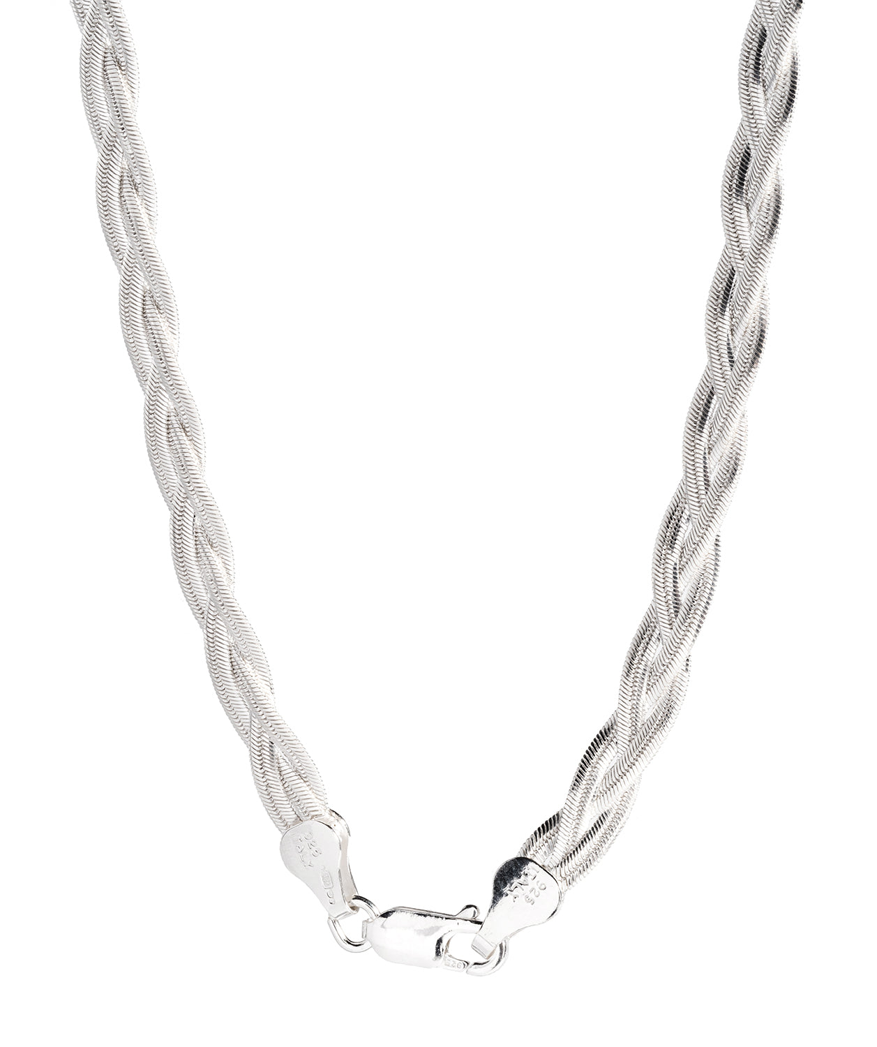 Gift Packaged 'Toul' Sterling Silver Dual Herringbone Necklace