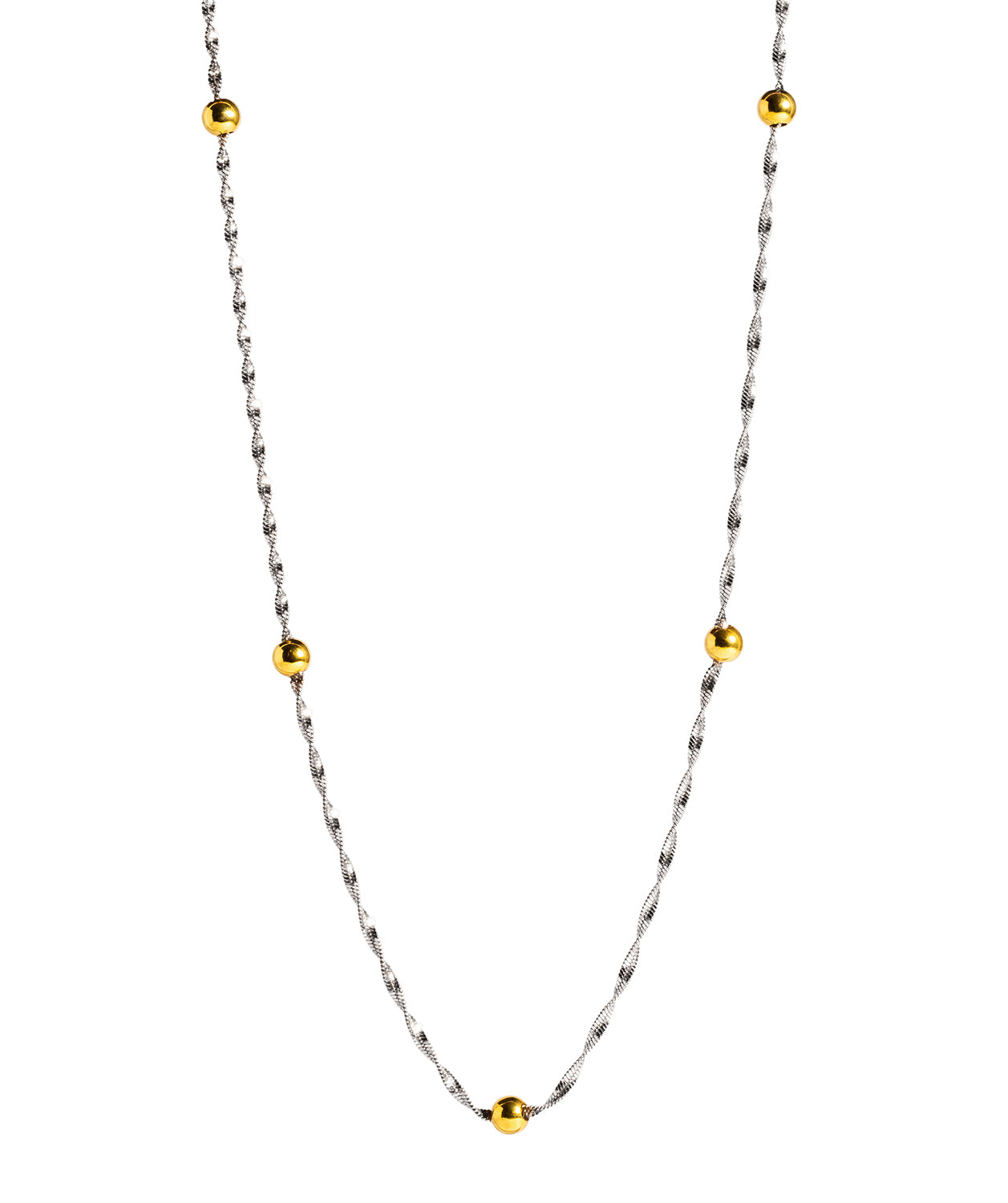 Gift Packaged 'Euterpe' Sterling Silver with Yellow Gold Plated Balls with Twist Curb Chain Necklace