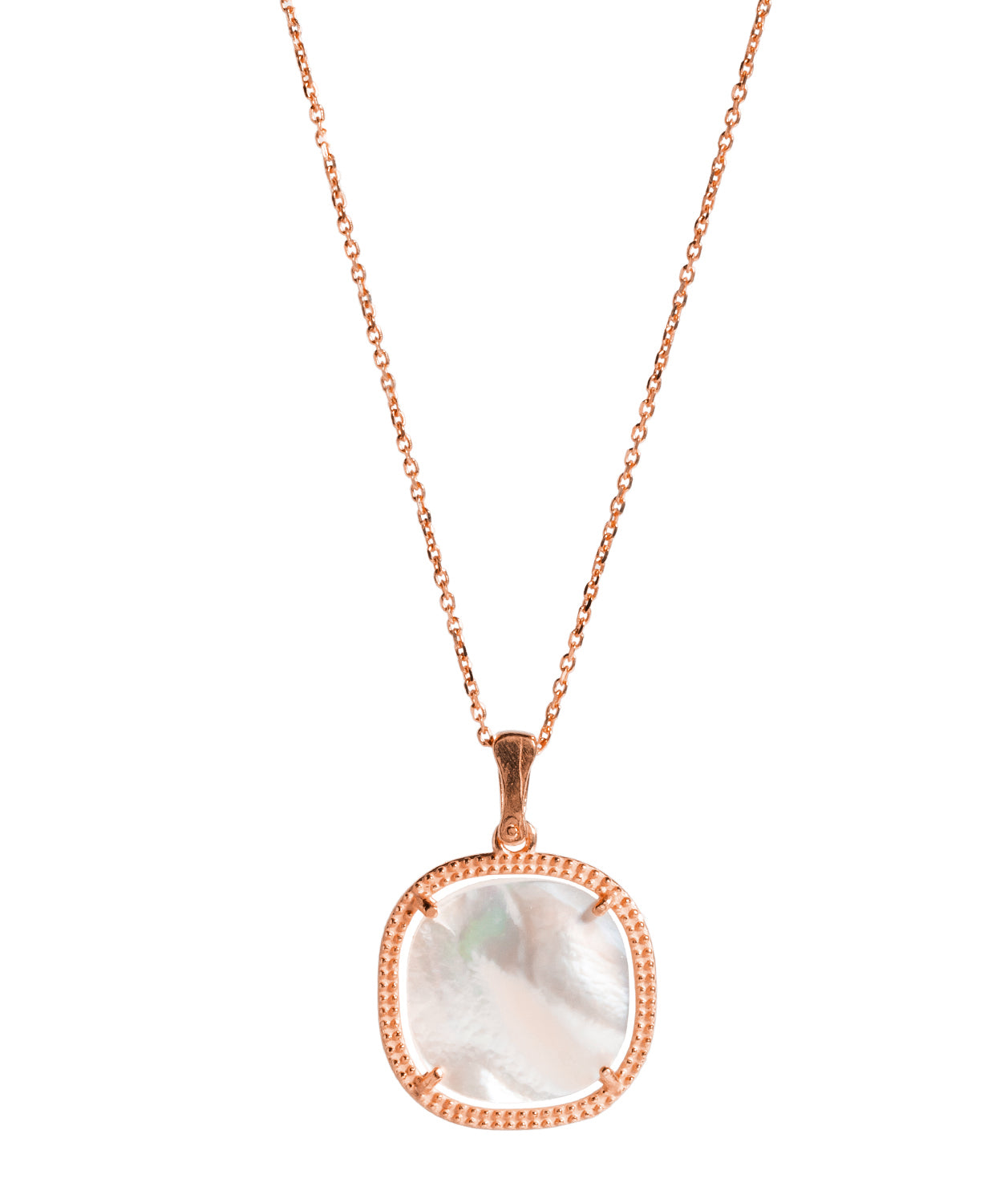 Gift Packaged 'Persephone' Rose Gold Plated Sterling Silver and Square Mother of Pearl Necklace