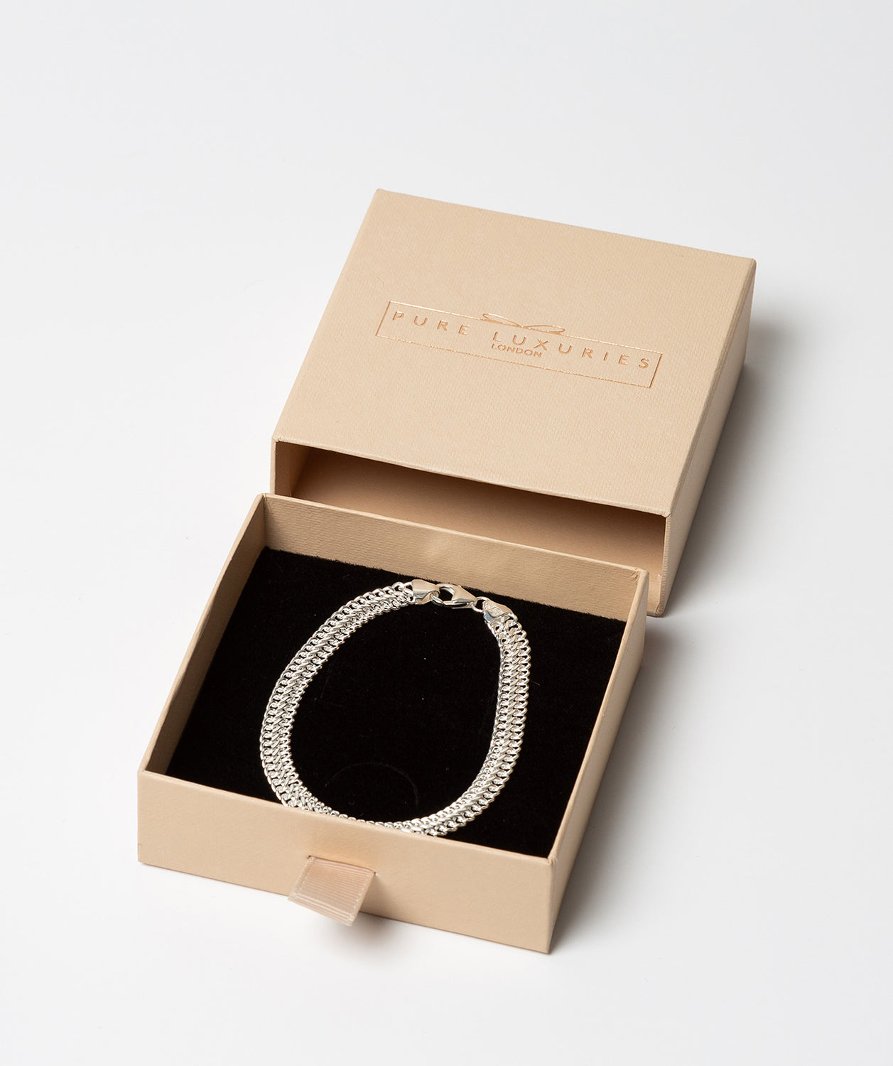 'Brizo' Sterling Silver Double Curb Bracelet Pure Luxuries London