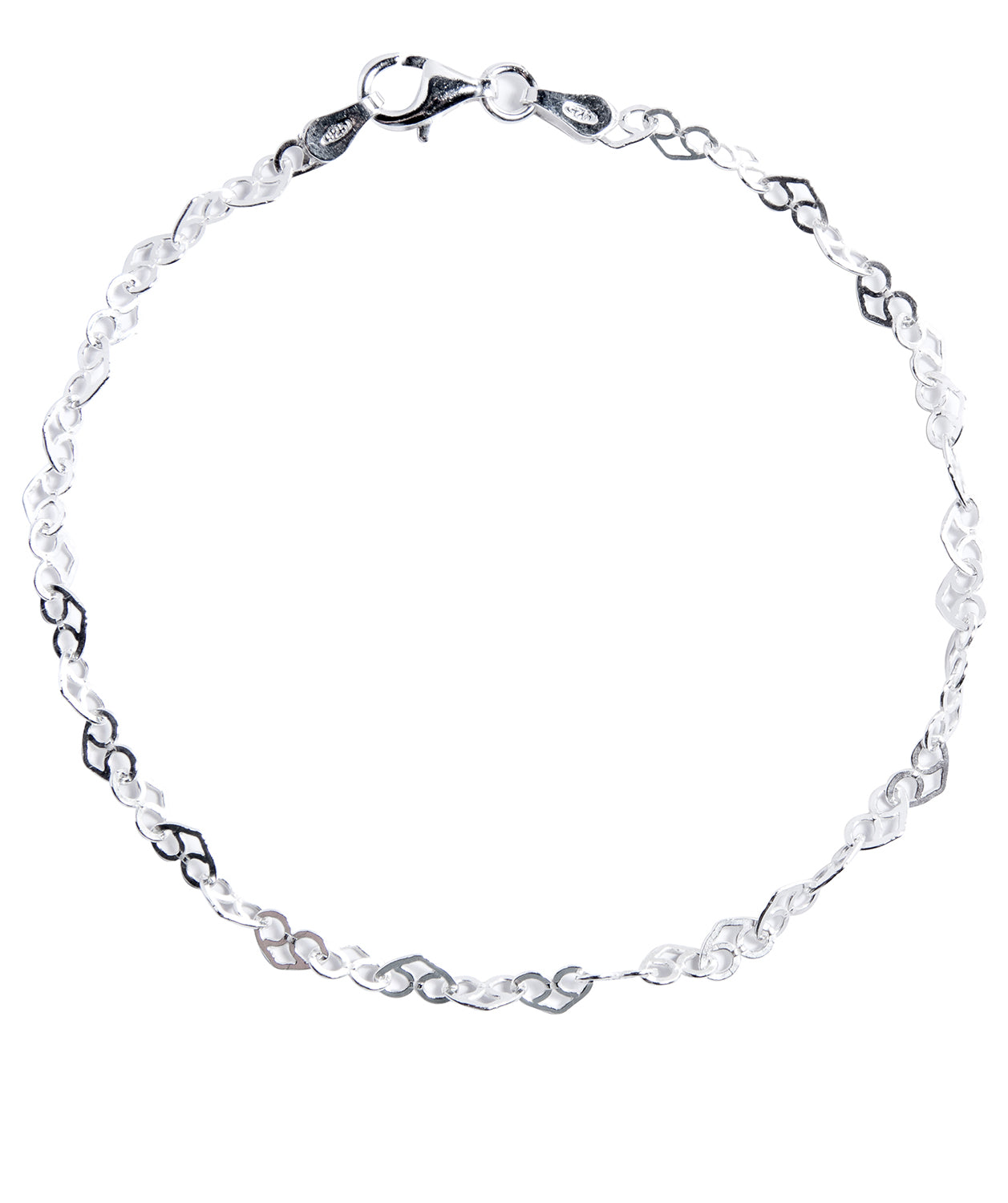 Gift Packaged 'Tonia' Sterling Silver Love Heart Link Bracelet