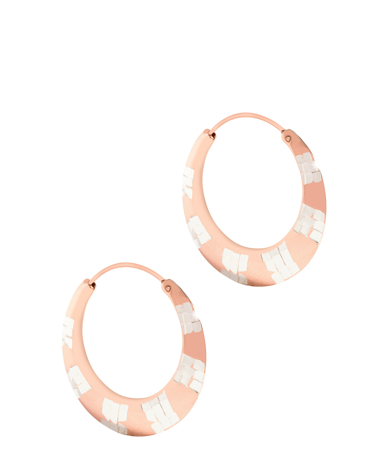 'Gaia' Sterling Silver Rose Gold Plated Art Deco Hoop Earrings image 1