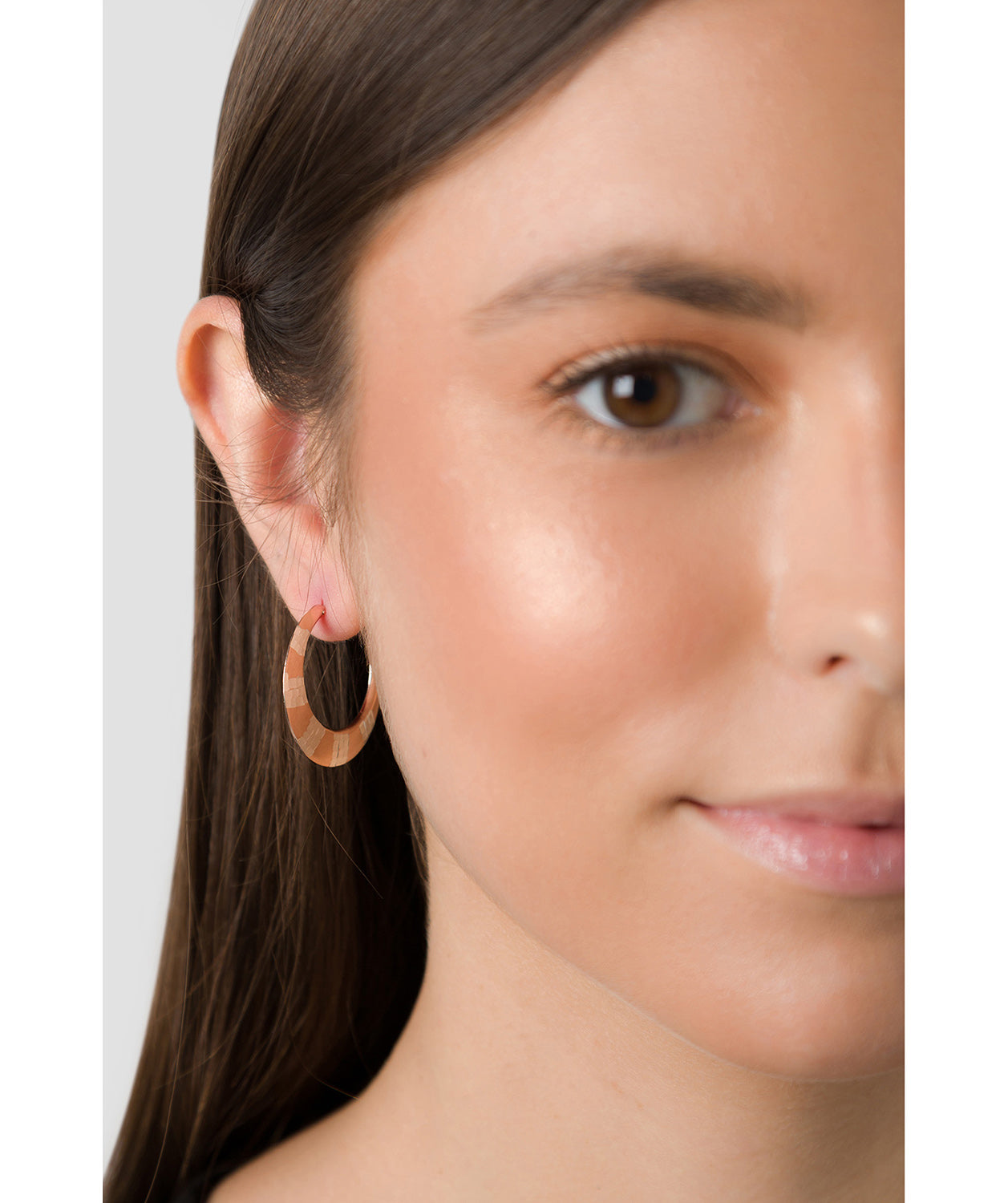 'Gaia' Sterling Silver Rose Gold Plated Art Deco Hoop Earrings image 2