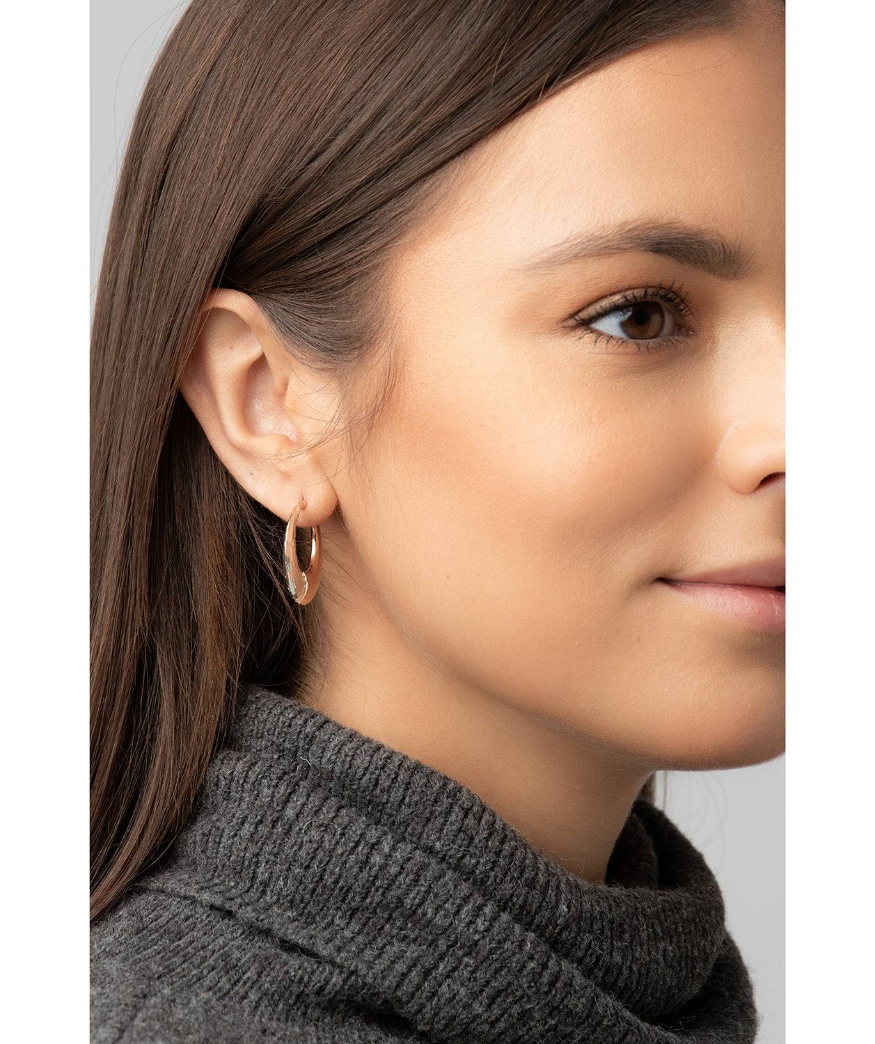 Gift Packaged 'Harmonia' Sterling Silver and Rose Gold Plated Sterling Silver Creole Earrings