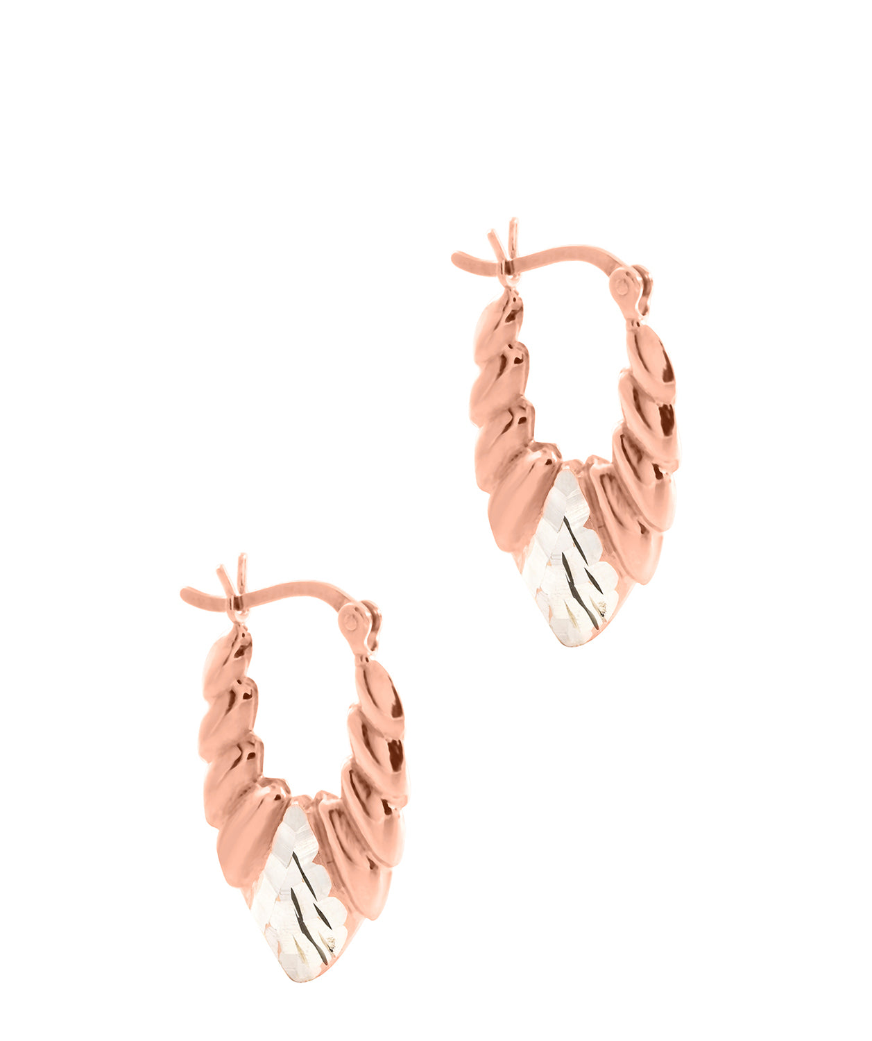 'Hebe' Rose Gold Plated Sterling Silver and Sterling Silver Creole Earrings image 1