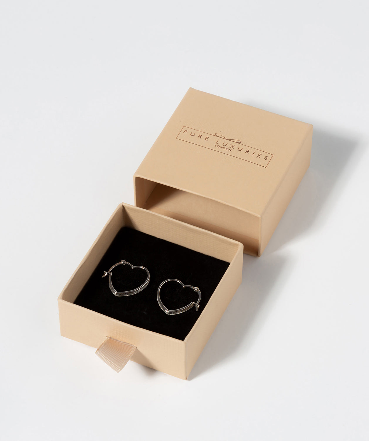 Gift Packaged 'Darla' Sterling Silver Stardust Heart Creole Earrings