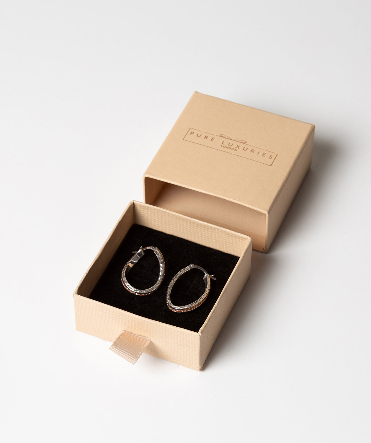 'Lechesis' Rhodium Plated Sterling Silver Twisted Hoop Earrings image 3