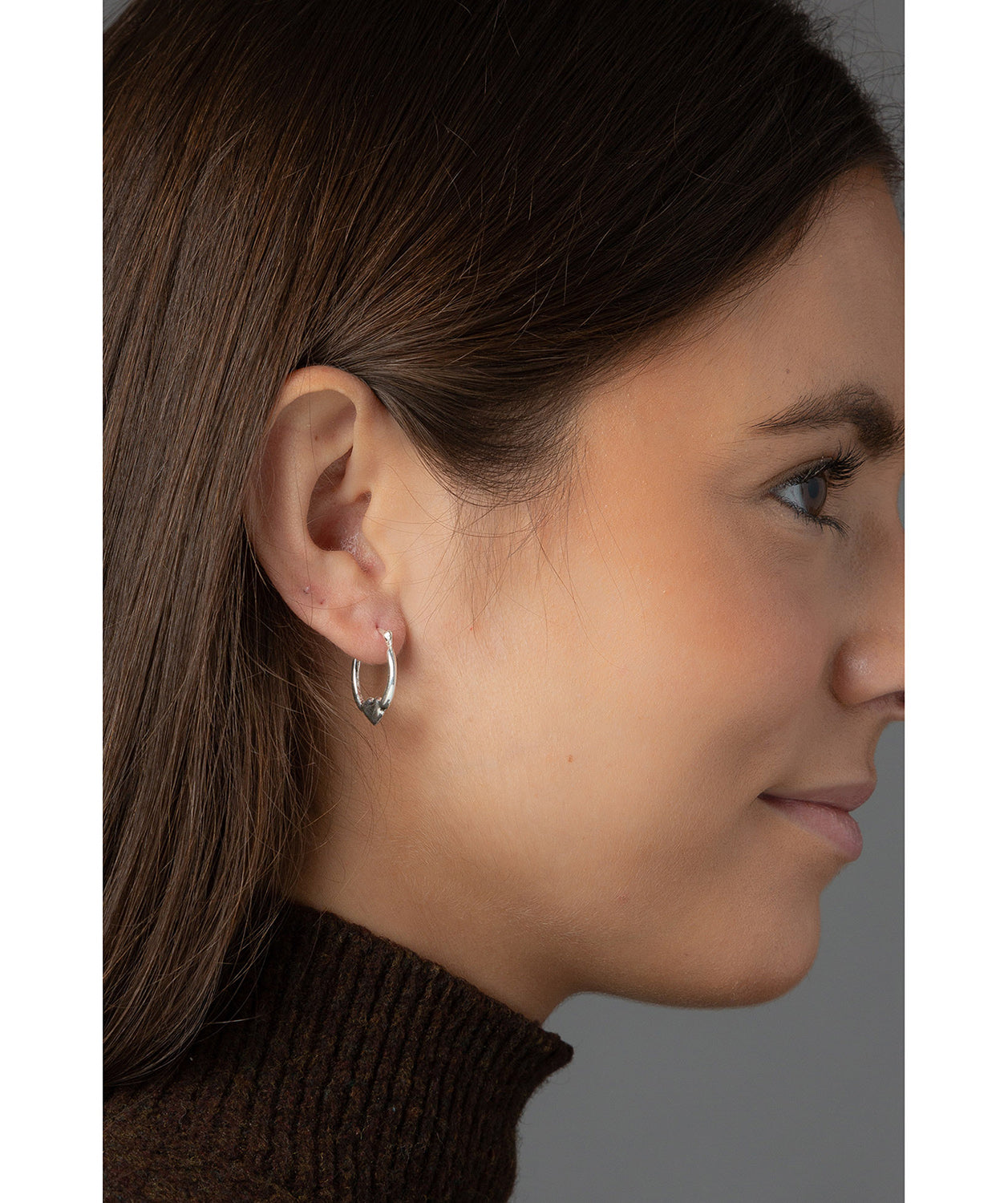 'Afrodille' Sterling Silver Heart Creole Earrings image 2
