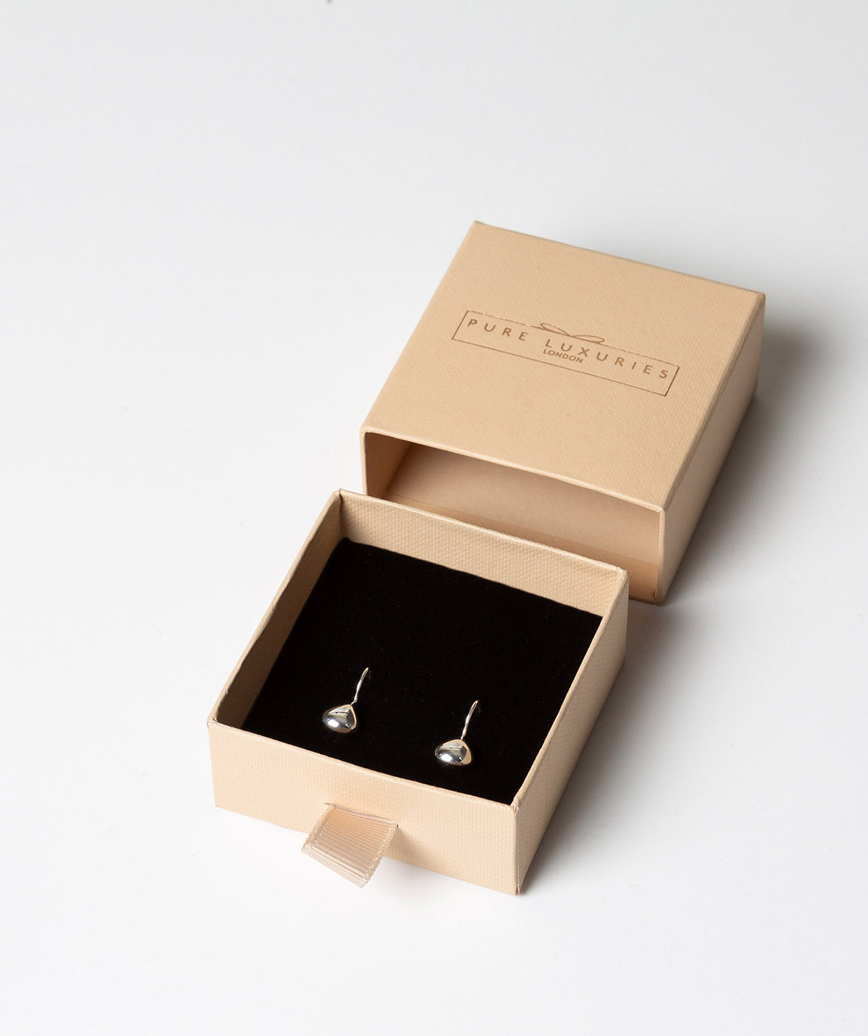'Idoya' Sterling Silver Water Droplet Earrings Pure Luxuries London
