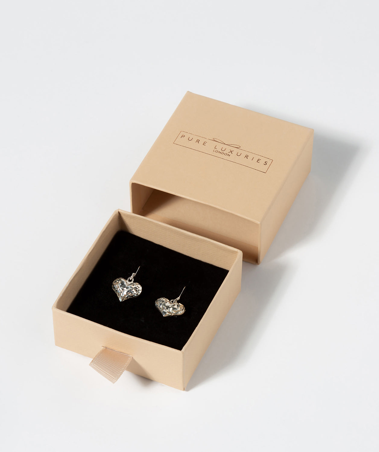 Gift Packaged 'Muses' Sterling Silver Detailed Heart Drop Earrings