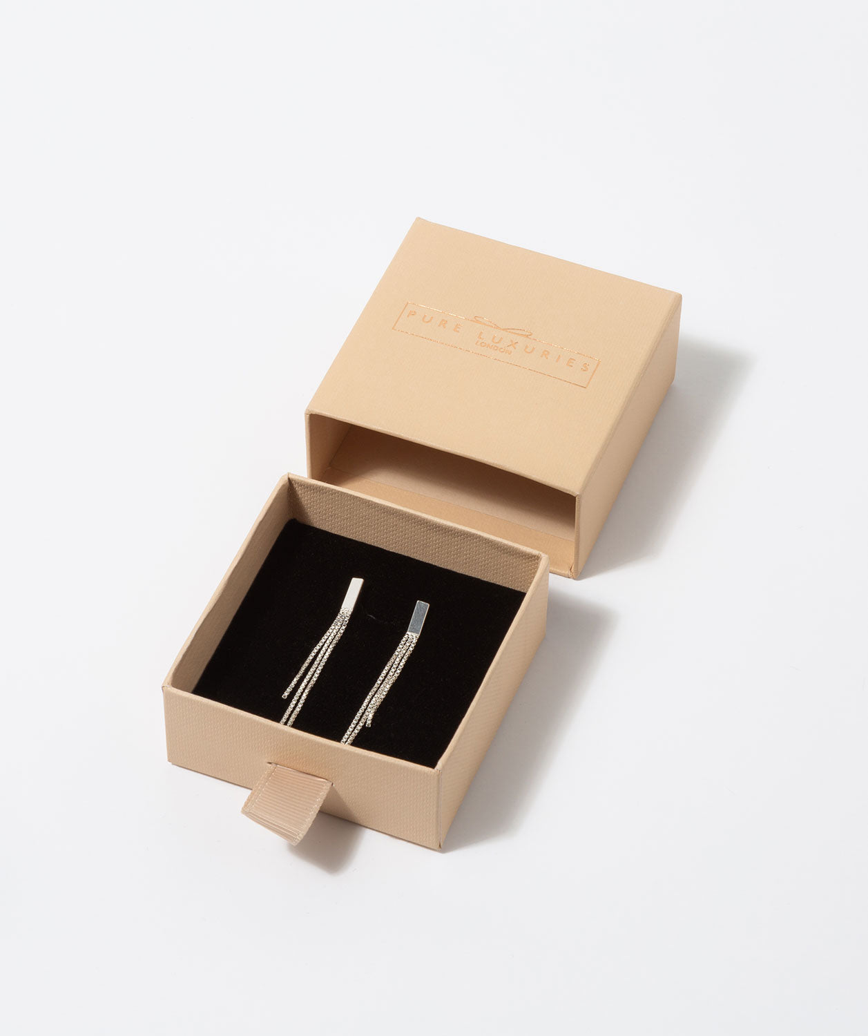 Gift Packaged 'Lucy' Sterling Silver Chain Drop Earrings